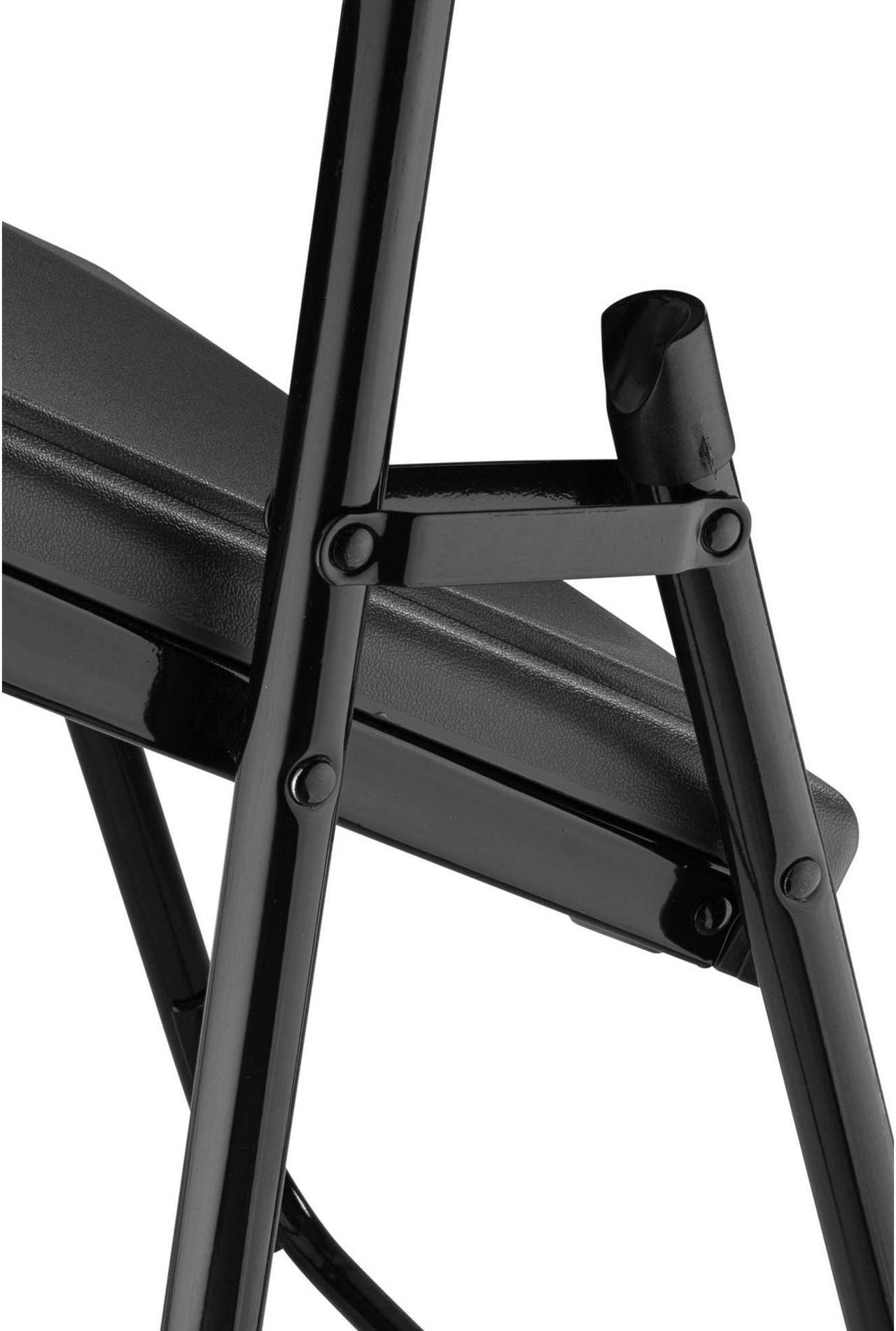 Alt view image 8 of 15 - NPS 820 Plastic Folding Chair - Supports Up to 500 lb - 18" Seat Height - Charcoal Seat, Charcoal Back, Black Base - 4/Carton