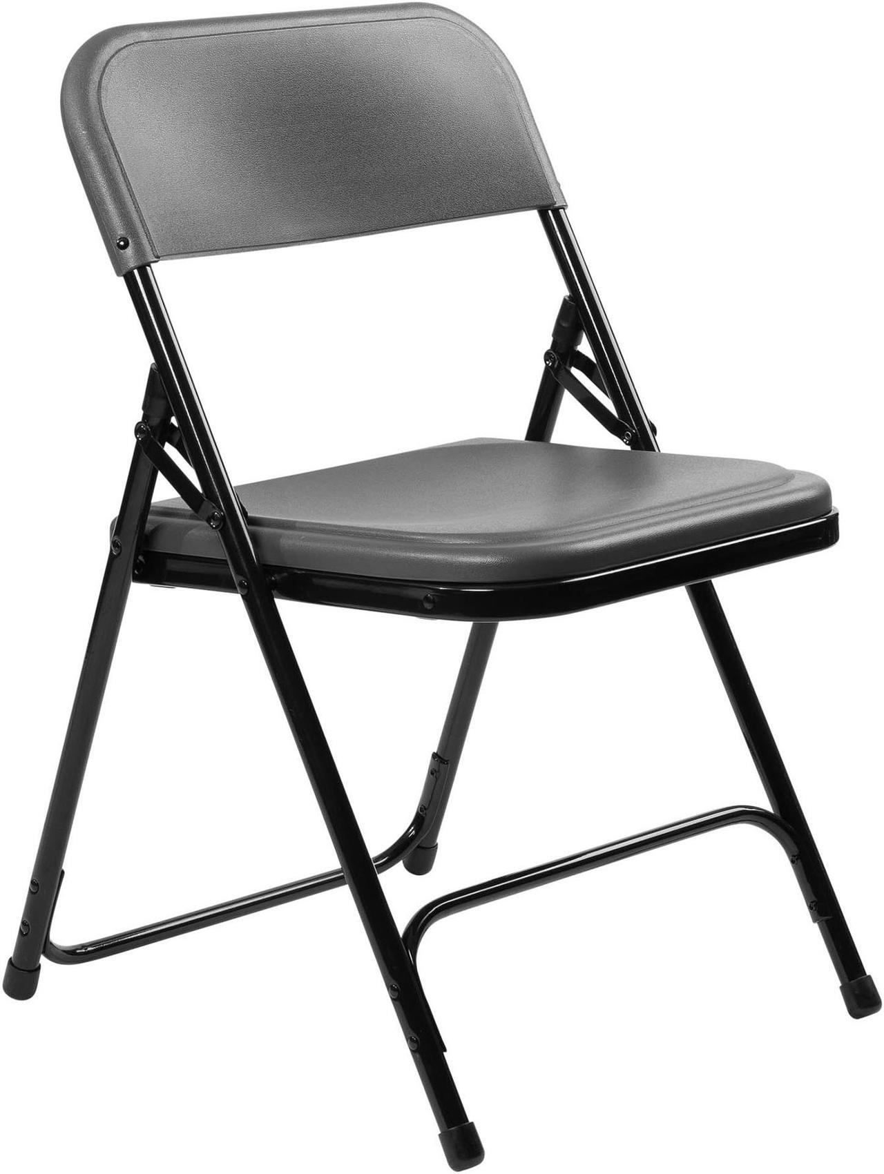 Alt view image 2 of 15 - NPS 820 Plastic Folding Chair - Supports Up to 500 lb - 18" Seat Height - Charcoal Seat, Charcoal Back, Black Base - 4/Carton