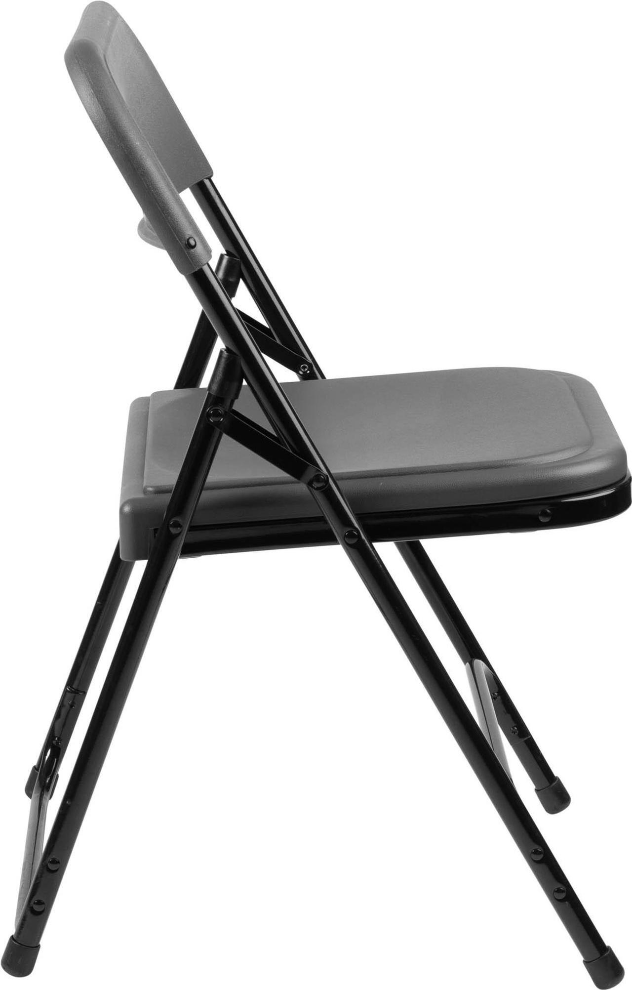 Alt view image 4 of 15 - NPS 820 Plastic Folding Chair - Supports Up to 500 lb - 18" Seat Height - Charcoal Seat, Charcoal Back, Black Base - 4/Carton
