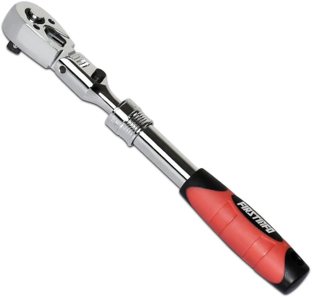 Main image of FIRSTINFO 3/8-Inch Drive Locking & Flexible Extendable Ratchet Wrench Reversible, Soft-Grip with 72-Tooth Geared Action (Length: 10.2 to 14.1 inches)