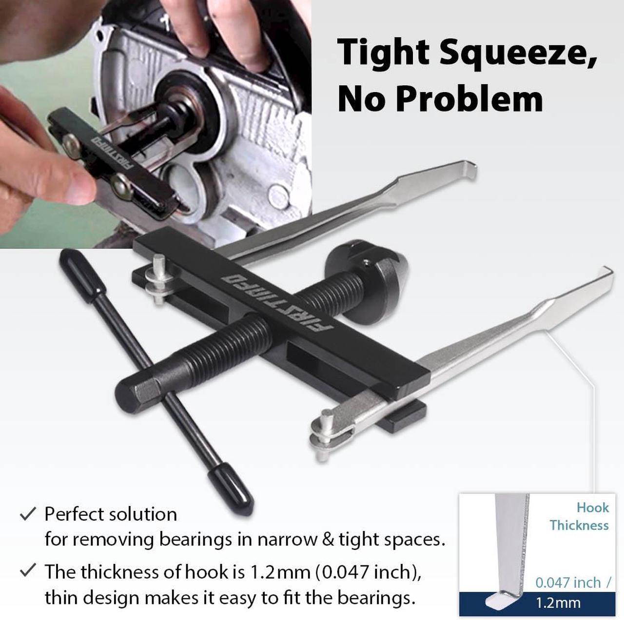 Alt view image 5 of 6 - FIRSTINFO Crankshaft Camshaft Seal Remover Separator Puller with 2 Pairs of Hooks (4.6 Inch Long x 2 + 2.87 Inch Long x 2) Set