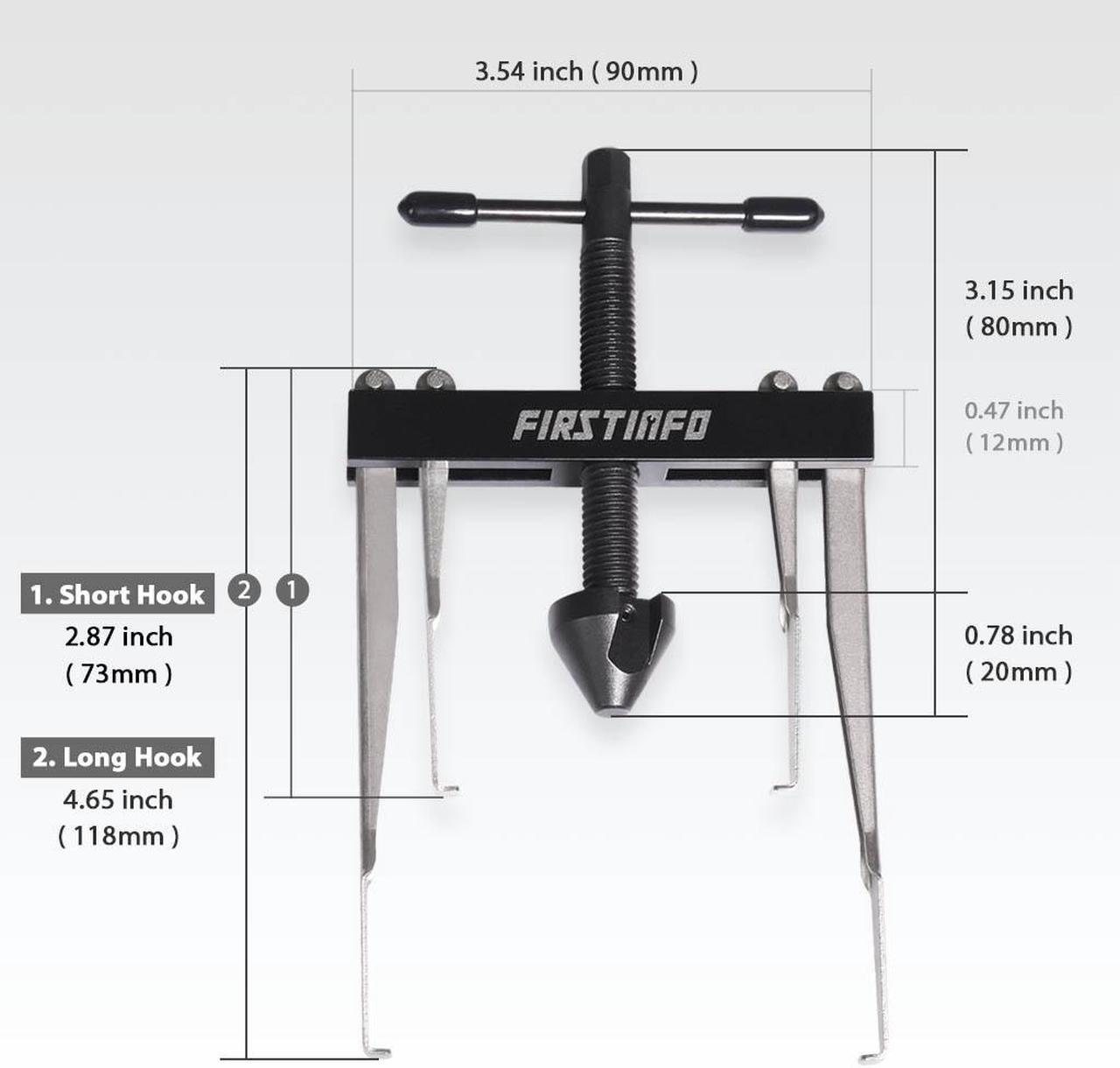 Alt view image 2 of 6 - FIRSTINFO Crankshaft Camshaft Seal Remover Separator Puller with 2 Pairs of Hooks (4.6 Inch Long x 2 + 2.87 Inch Long x 2) Set