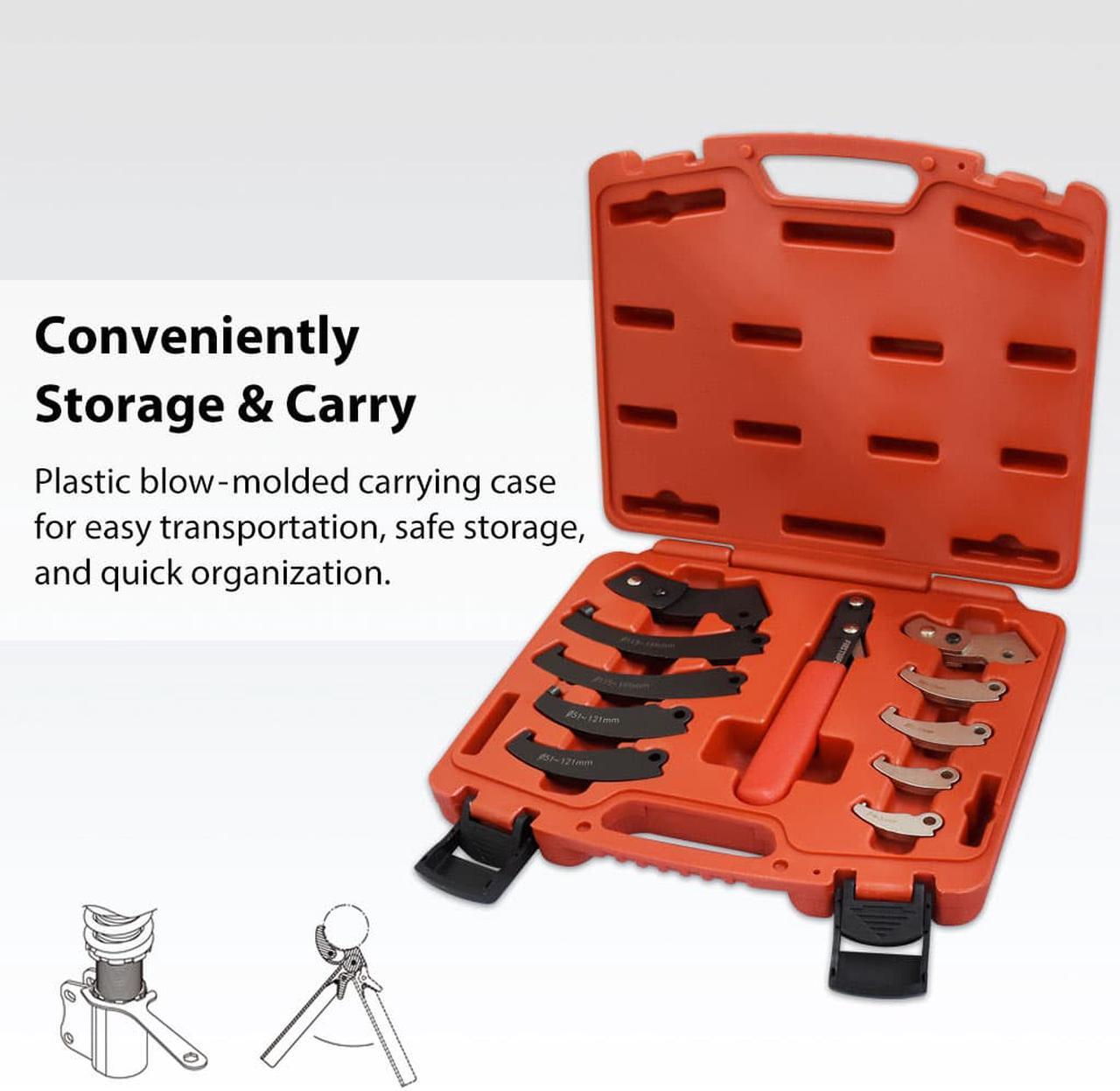 Alt view image 3 of 7 - FIRSTINFO Adjustable Universal Pin & Hook Wrench Spanner 11 Piece Shock Absorber Tool Kit with Carrying Case For Suspension Collar, Normal Industrial Use