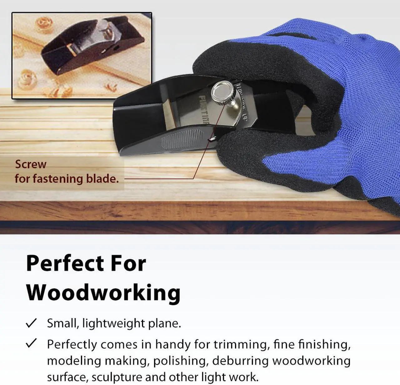 Alt view image 6 of 6 - FIRSTINFO Mini Hand Plane Small Lightweight Steel Body Trimming Plane for Woodworking / Trimming / Wood Planing