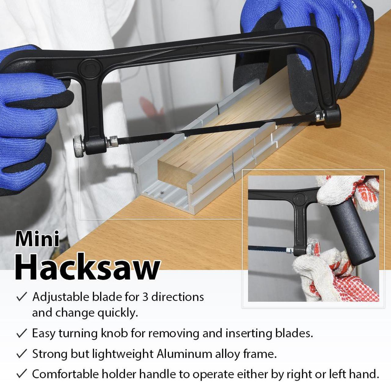 Alt view image 5 of 6 - FIRSTINFO Mini Hacksaw Hand Saw and Aluminum Miter / Thin Slot Small Miter Box Slot Angles 45, 90, 135 Degree with Trimming Planer Kit
