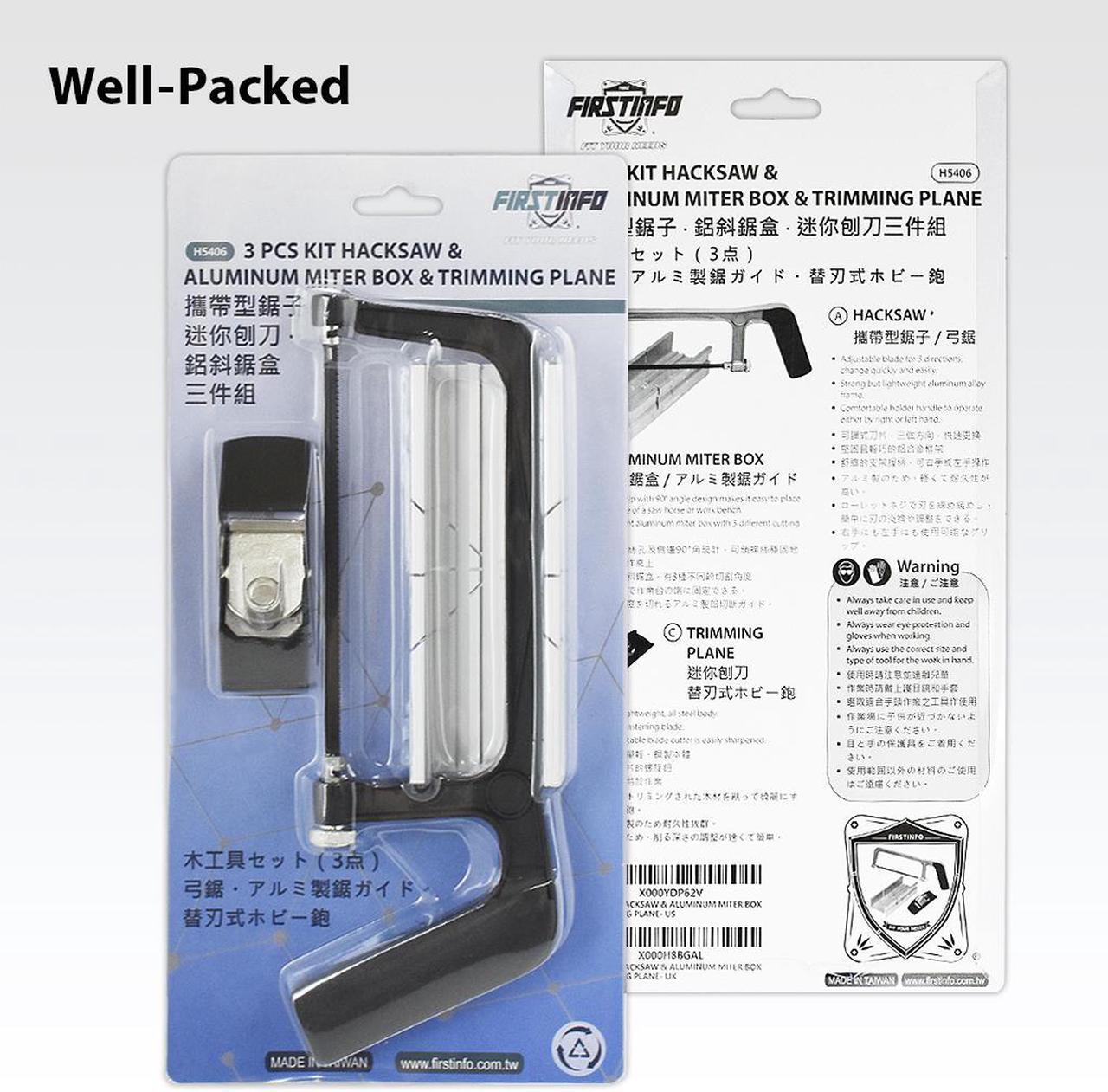 Alt view image 2 of 6 - FIRSTINFO Mini Hacksaw Hand Saw and Aluminum Miter / Thin Slot Small Miter Box Slot Angles 45, 90, 135 Degree with Trimming Planer Kit
