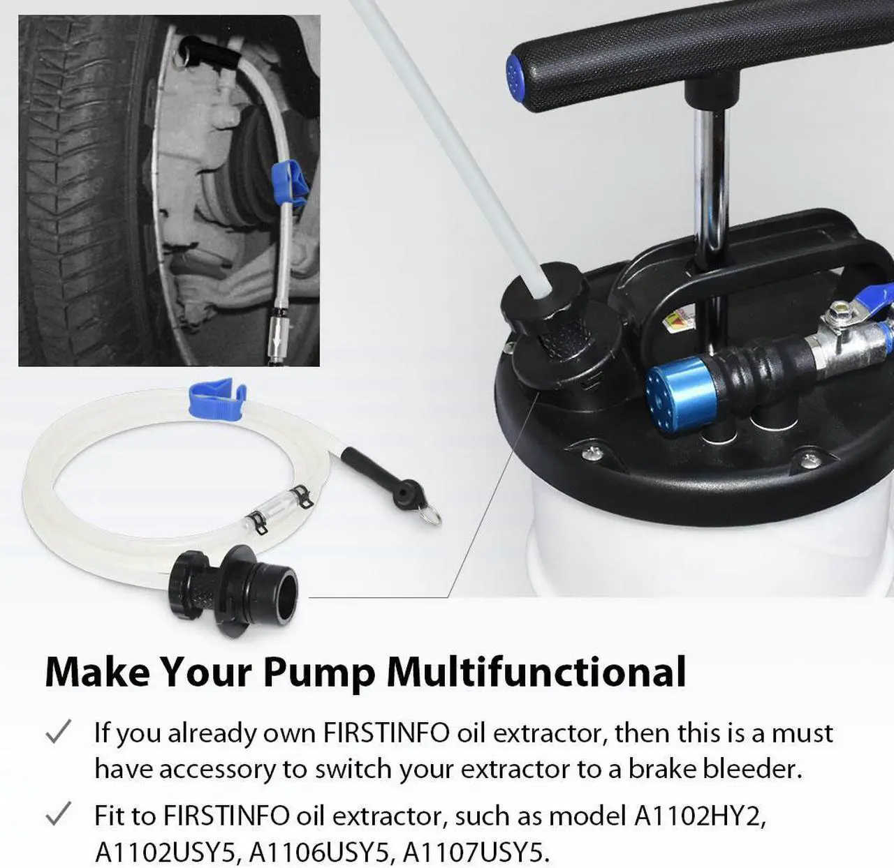 Alt view image 3 of 6 - FIRSTINFO One Way Check Valve 6.5 feet ( 2 Meter ) Automotive Brake Bleeding Hose with Oil Stopper Valve for FIRSTINFO 6.5 & 10 & 15 Liter Oil Evacuator