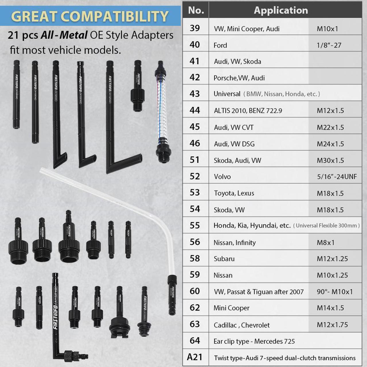 Alt view image 4 of 6 - FIRSTINFO10 Liter Automatic Transmission Fluid Pump ATF Refill System Dispenser Extractor with 21 Pcs OE-Style ATF Filler Adapters