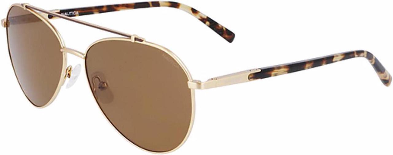 Main image of Nautica Polarized Men's Aviator Sunglasses N5138S Matte Gold