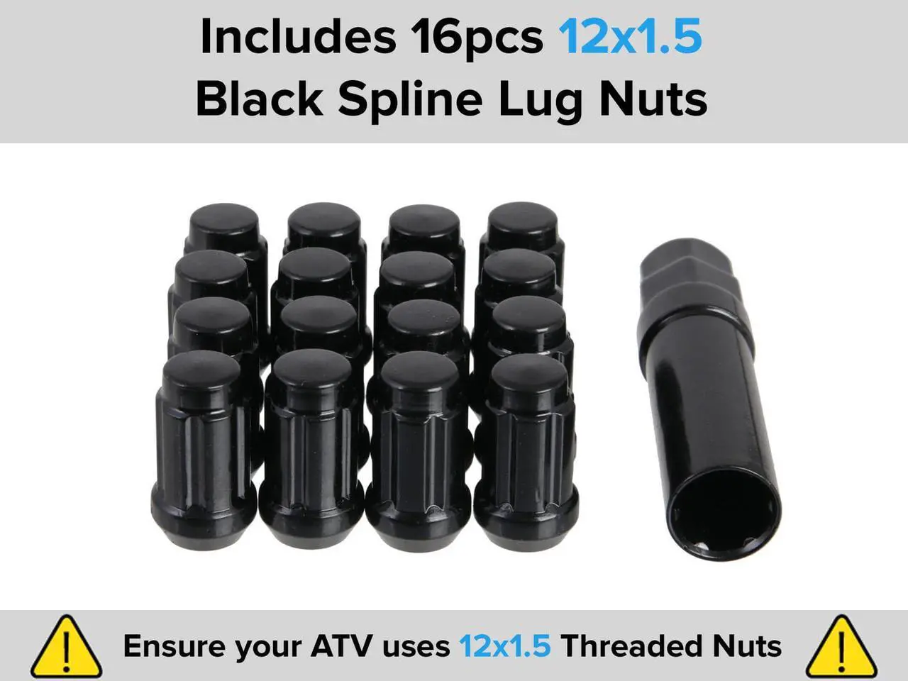 Alt view image 2 of 7 - RockTrix RT102 12in ATV Wheels 4x156 Rims 12x7, 4+3 Offset, Includes 12x1.5 Spline Lug nuts, Compatible with 2014-2019 Polaris Sportsman RZR Ranger Crew UTV - 4/156 (Set of 4)