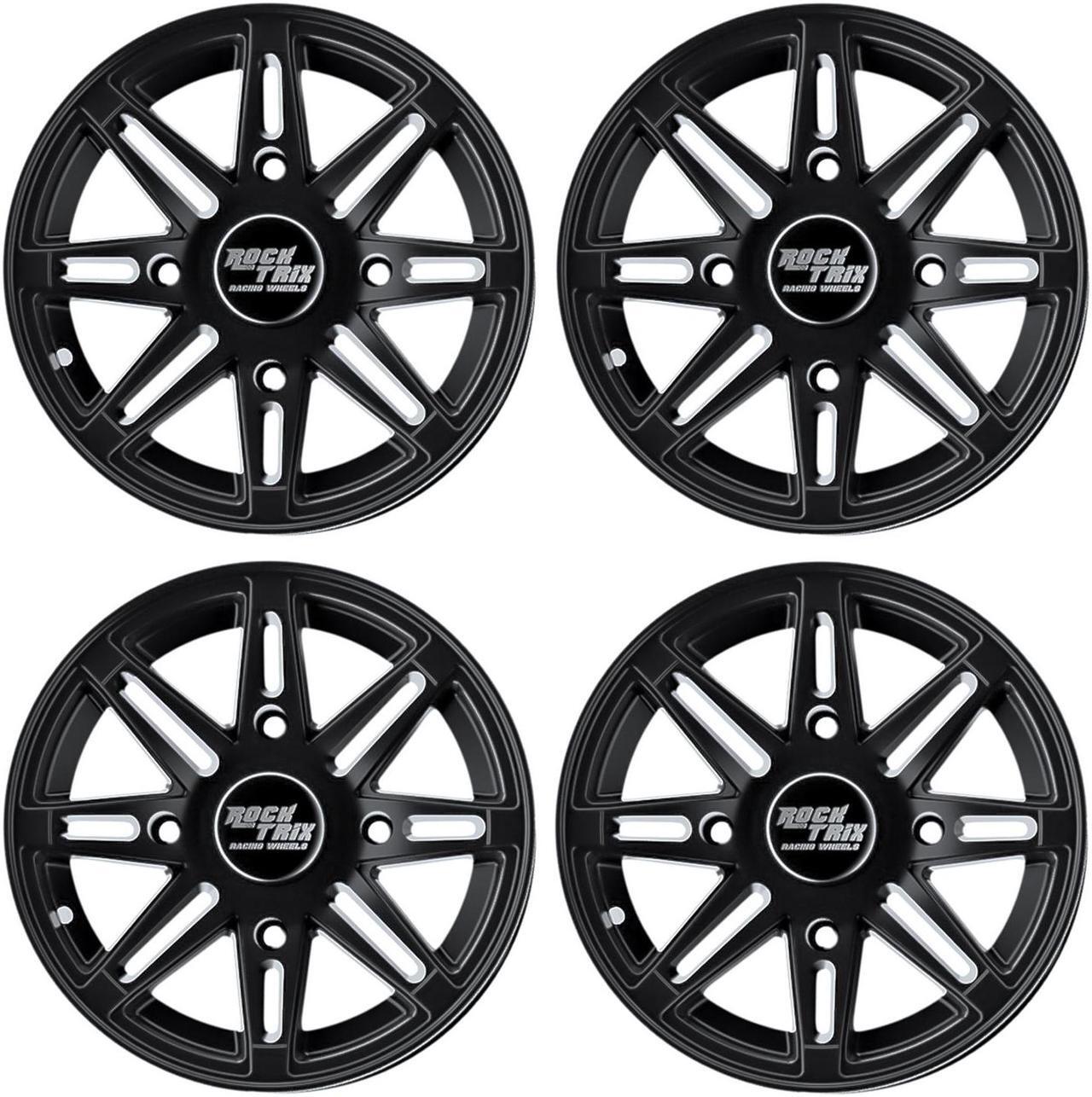 Main image of RockTrix RT103 12in ATV Wheels Rims 12x7 Matte Black | 4x156 Bolt Pattern | 4+3 offset | Compatible with many Polaris Sportsman RZR Ranger (4/156) - Set of 4