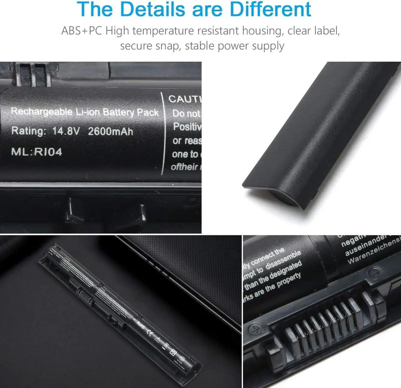 Alt view image 5 of 7 - New RI04 RI06XL Laptop Battery for HP ProBook 450 455 470 G3 Series,Envy 15-Q001TX,805294-001 811063-421 805047-851 HSTNN-PB6Q HSTNN-DB7B HSTNN-Q94C HSTNN-Q95C HSTNN-Q97C HSTNN-LB6Z P3G15AA Notebook
