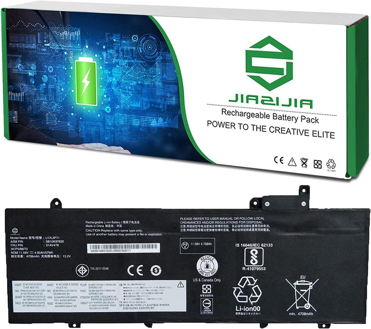 Main image of JIAZIJIA 01AV478 L17L3P71 SB10K97620 01AV479 01AV480 Battery for Lenovo ThinkPad T480S Series L17M3P71 SB10K97621 L17M3P72 SB10K97622 Black 11.58V 57Wh 4920mAh