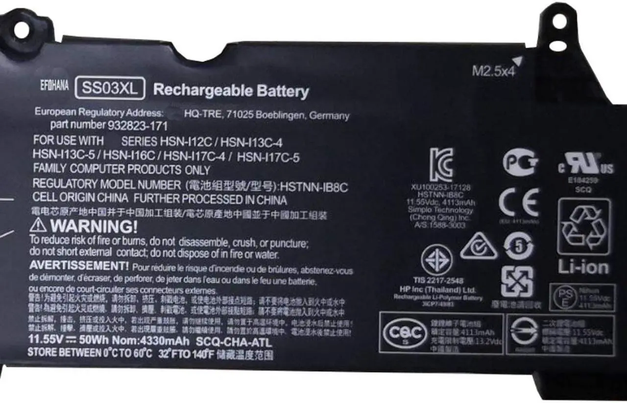 Alt view image 2 of 4 - SS03XL Laptop Battery Replacement for Hp EliteBook 730 735 740 745 830 840 846 G5 735 745 840 G6 ZBook 14U G5 G6 Series Notebook HSTNN-LB8G HSTNN-DB8J HSTNN-IB8C 932823-421 11.55V 50Wh