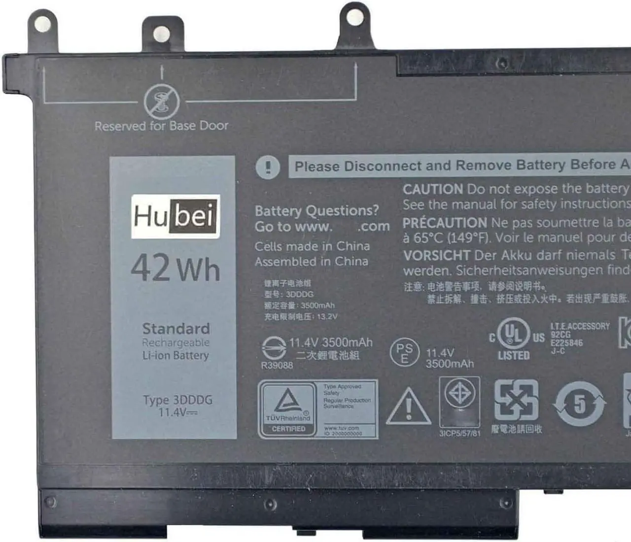 Alt view image 5 of 7 - Hubei 3DDDG 03VC9Y 45N3J 3VC9Y 451-BBZP GJKNX D4CMT 083XPC 83XPC 4YFVG Replacement Laptop Battery for DELL Latitude 15 3520 3530 M3520 12 5280 E5280 14 5480 E5480 15 5580 E5580 Series(11.4V 42Wh)