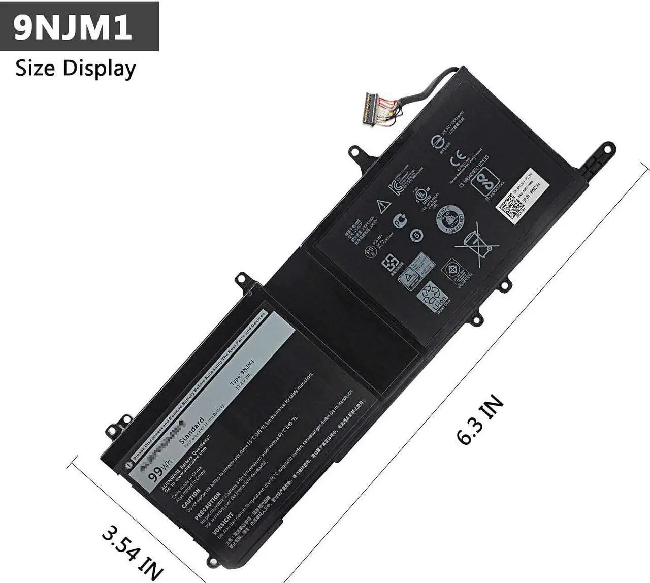Alt view image 4 of 5 - SWEALEER 9NJM1 Laptop Battery Compatible with Dell Alienware 15 R3 R4 17 R4 R5 Series Notebook MG2YH 0MG2YH 01D82 HF250 0546FF 44T2R[11.4V 99Wh 9NJM1]