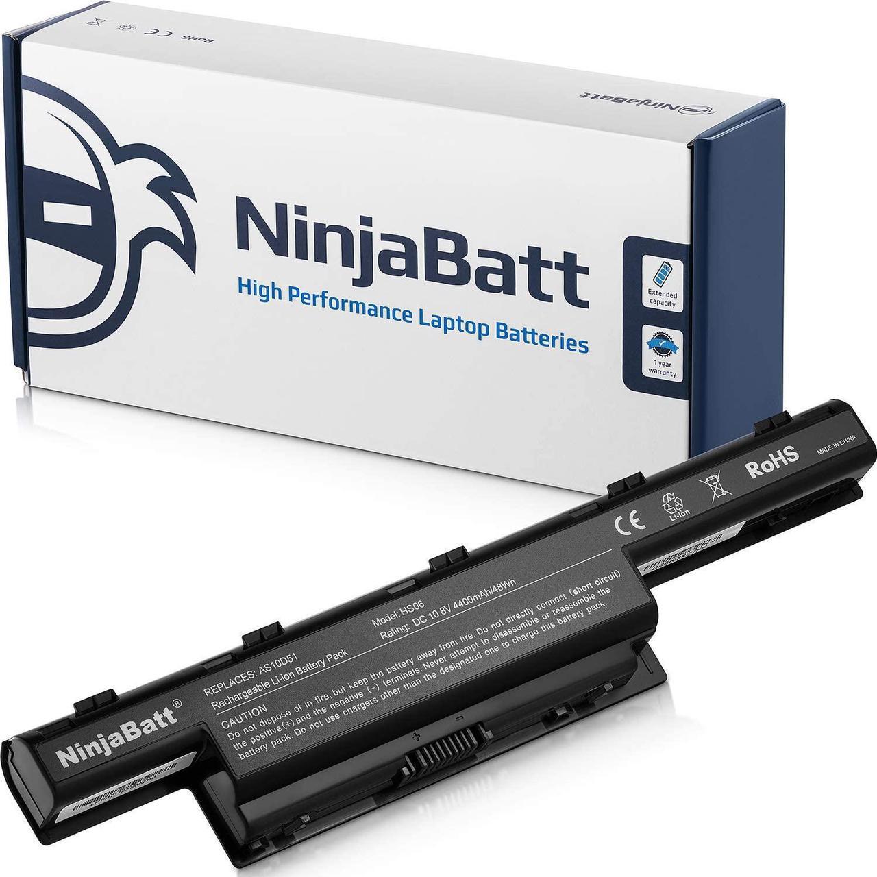 NinjaBatt Battery for Acer AS10D31 AS10D81 AS10D51 AS10D61 5750 5742 AS10D41 AS10D3E 5560G 7741 AS10D75 AS10D71 7551 5755 5733 AS10D73 AS10D56 5250 - High Performance [6 Cells/4400 mAh/48WH]