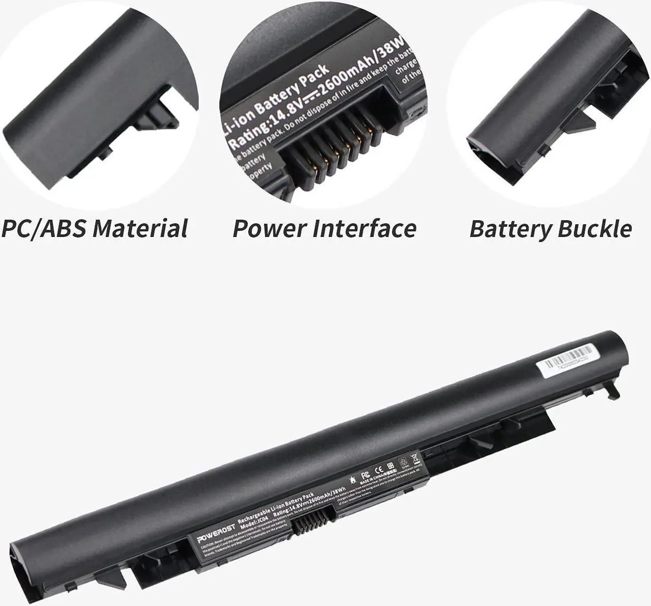 Alt view image 2 of 6 - Powerost JC03 JC04 Laptop Battery(14.8V 2600mAh/38Wh) for HP 919700-850 919681-221 919682-121 919682-421 919682-831 919701-850 15-BS015DX 15-BS113DX 250 G6?15-BS000 15-BW000 15-bs0xx Notebook Battery