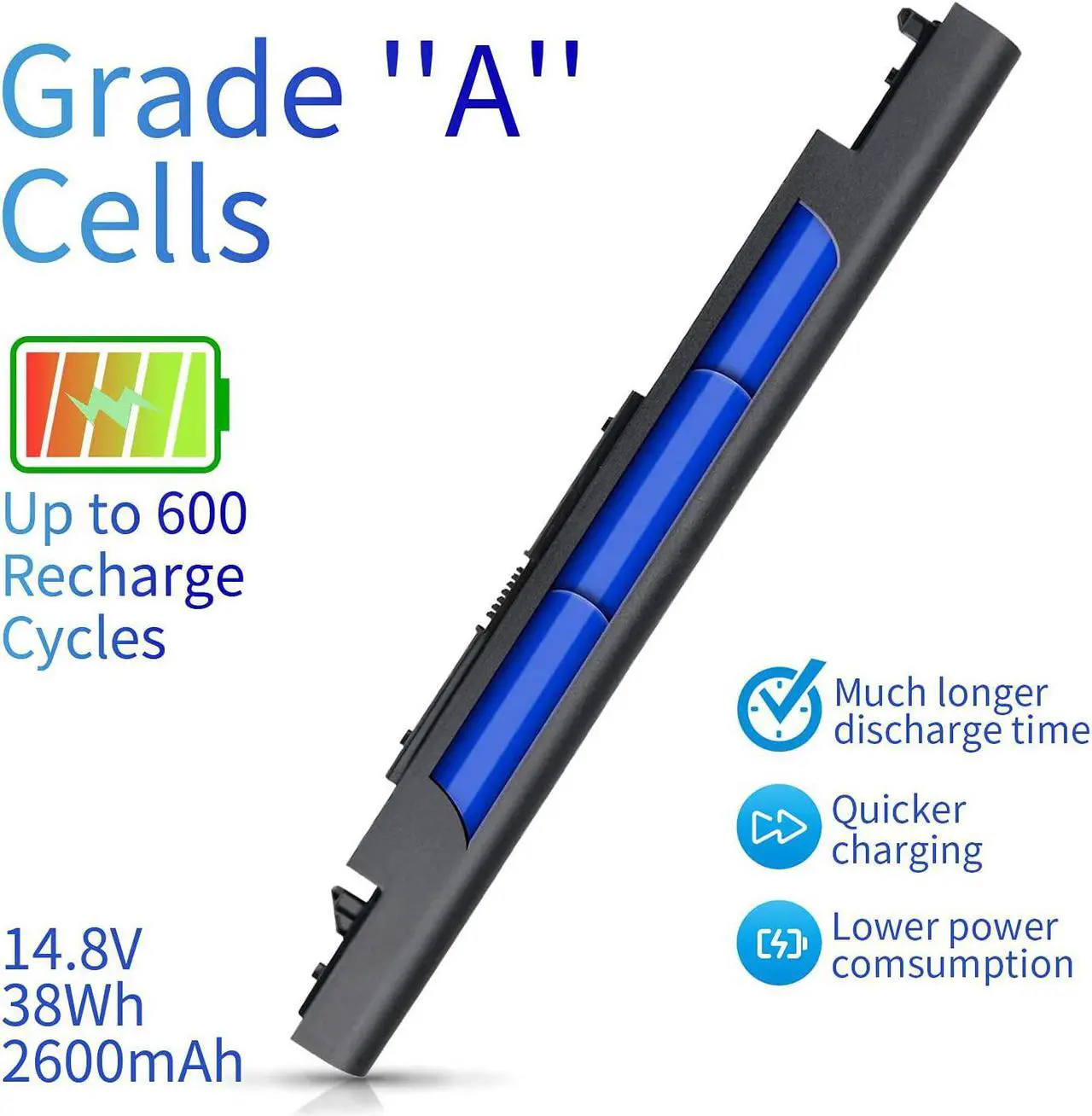Alt view image 3 of 6 - Powerost JC03 JC04 Laptop Battery(14.8V 2600mAh/38Wh) for HP 919700-850 919681-221 919682-121 919682-421 919682-831 919701-850 15-BS015DX 15-BS113DX 250 G6?15-BS000 15-BW000 15-bs0xx Notebook Battery