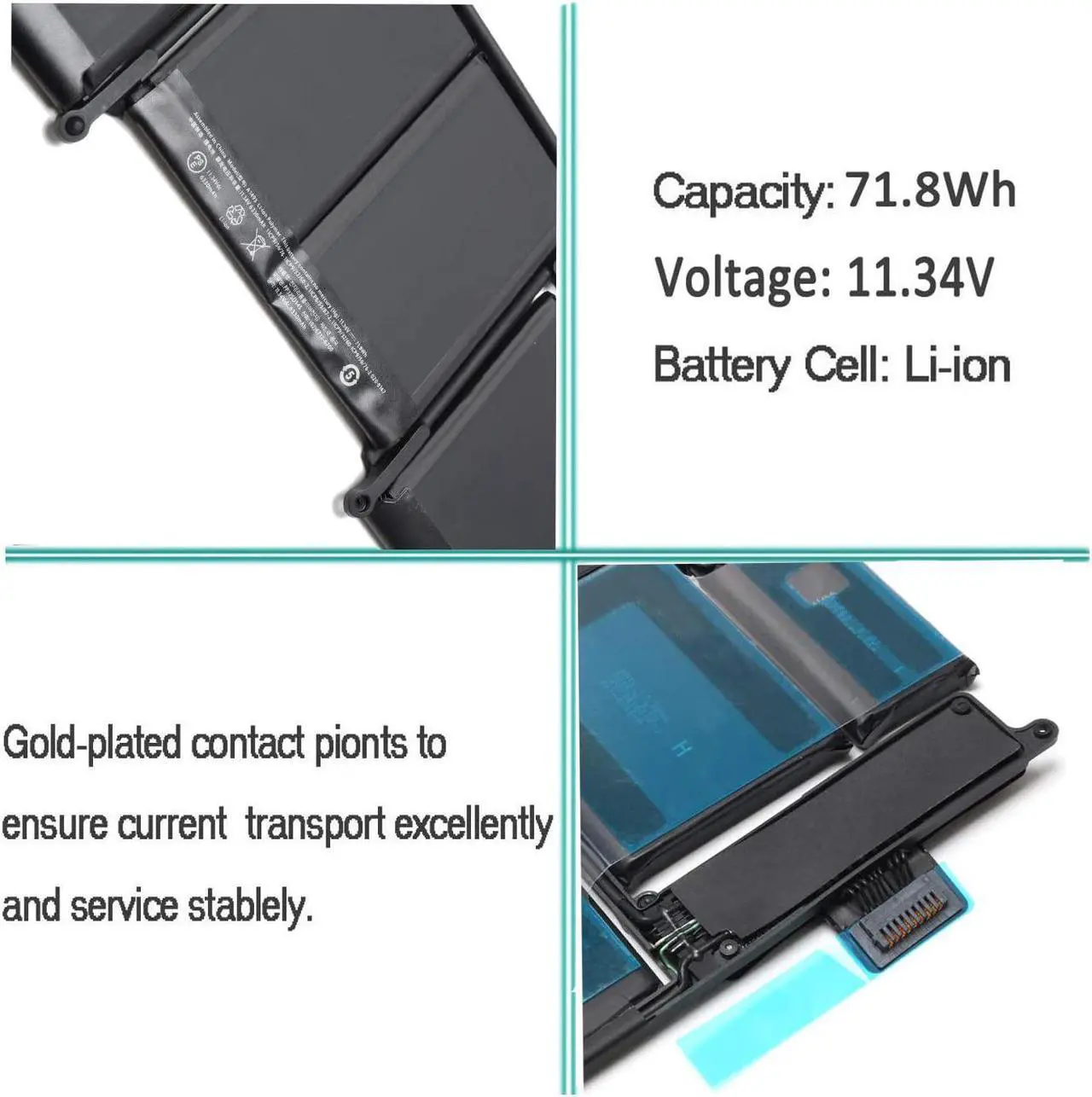Alt view image 2 of 6 - A1502 Replacement Laptop Battery for MacBook Pro Retina 13 Inch Late 2013 Mid 2014 Early 2015; MacBook Pro A1493 A1582 Battery EMC 2678 2875 2835 ME864 ME865