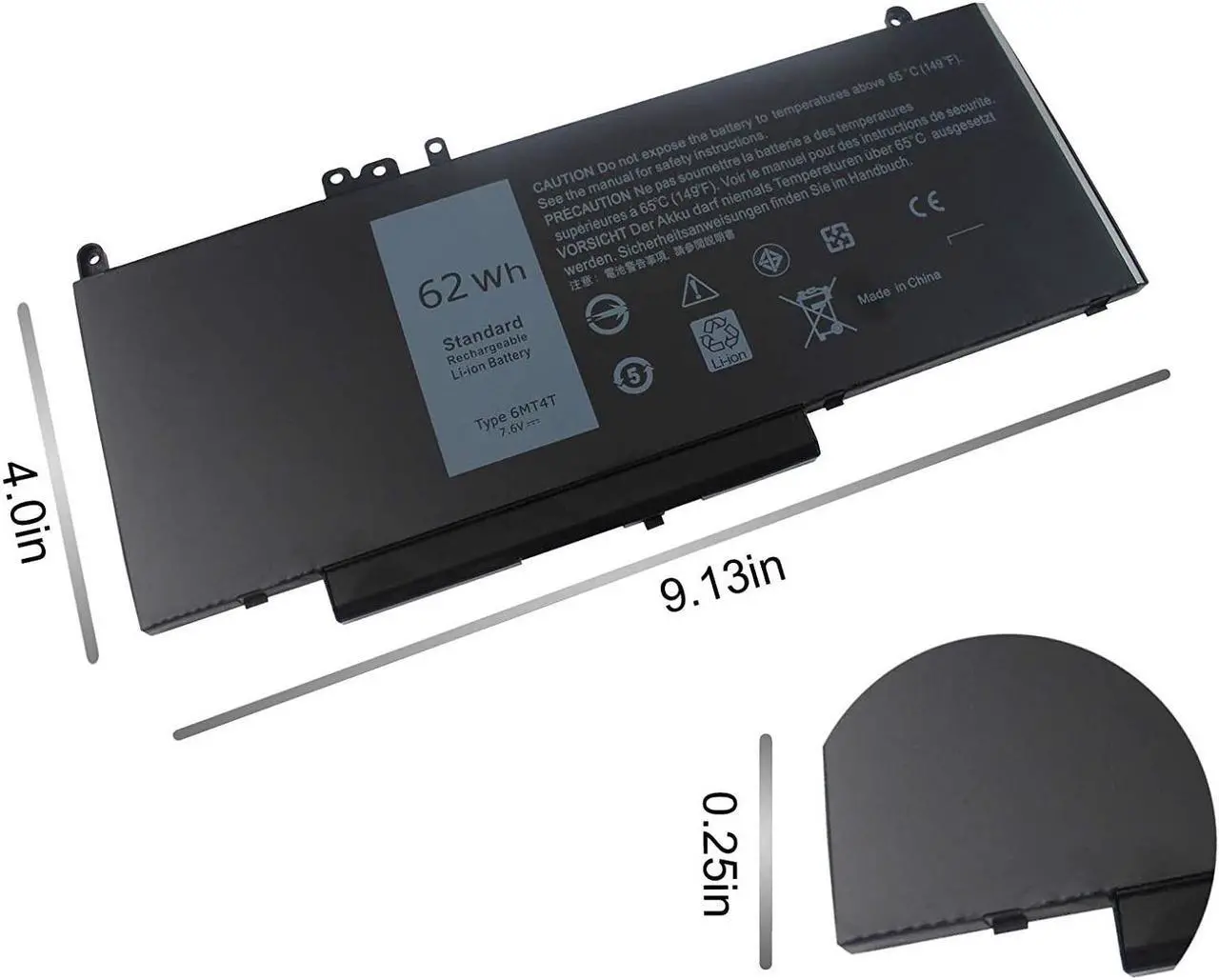 Alt view image 3 of 6 - 6MT4T Battery for Dell Latitude E5570 E5470 7V69Y TXF9M 79VRK 07V69Y 7.6V 62WH - 12 Months Warranty