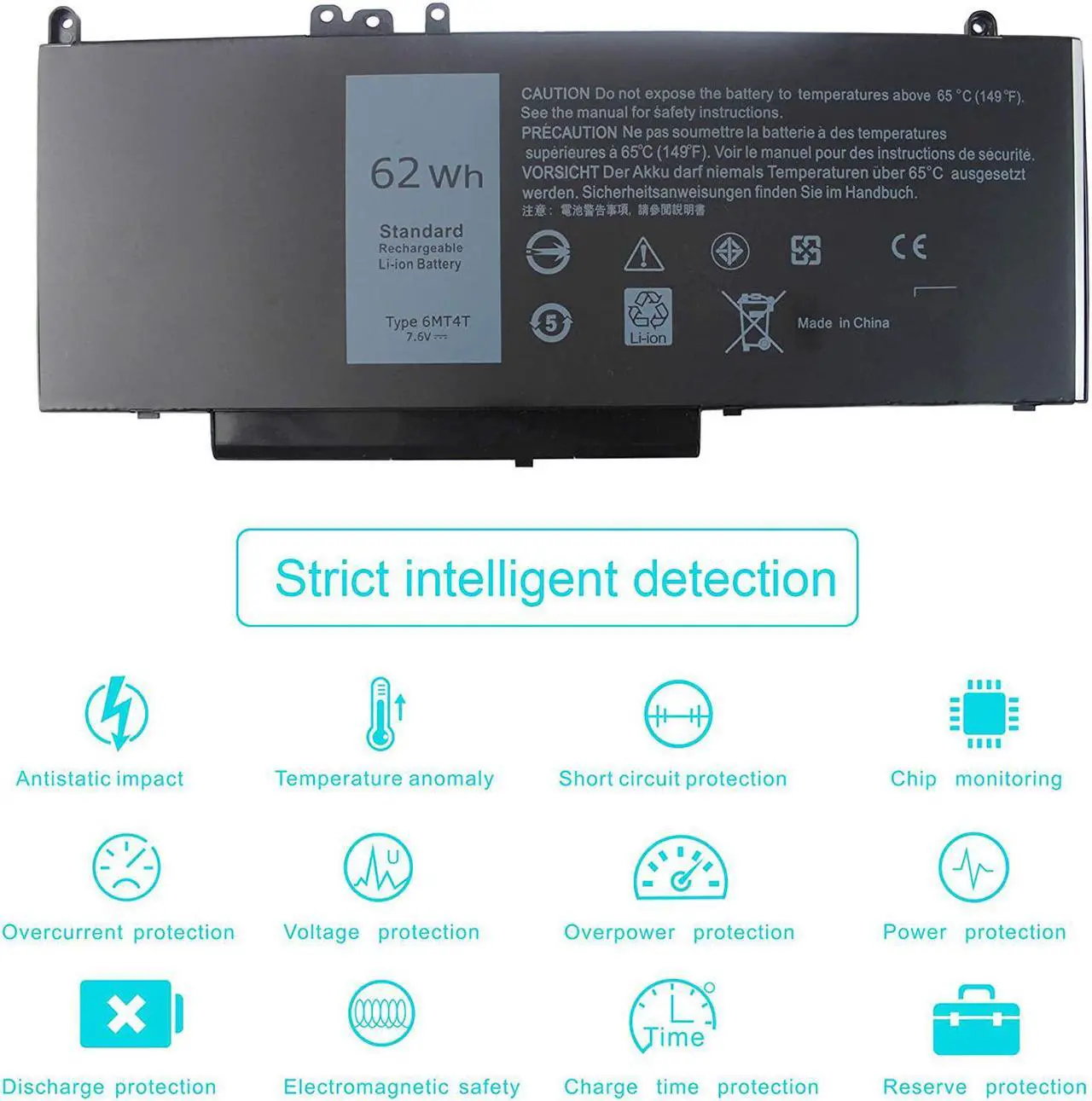 Alt view image 5 of 6 - 6MT4T Battery for Dell Latitude E5570 E5470 7V69Y TXF9M 79VRK 07V69Y 7.6V 62WH - 12 Months Warranty