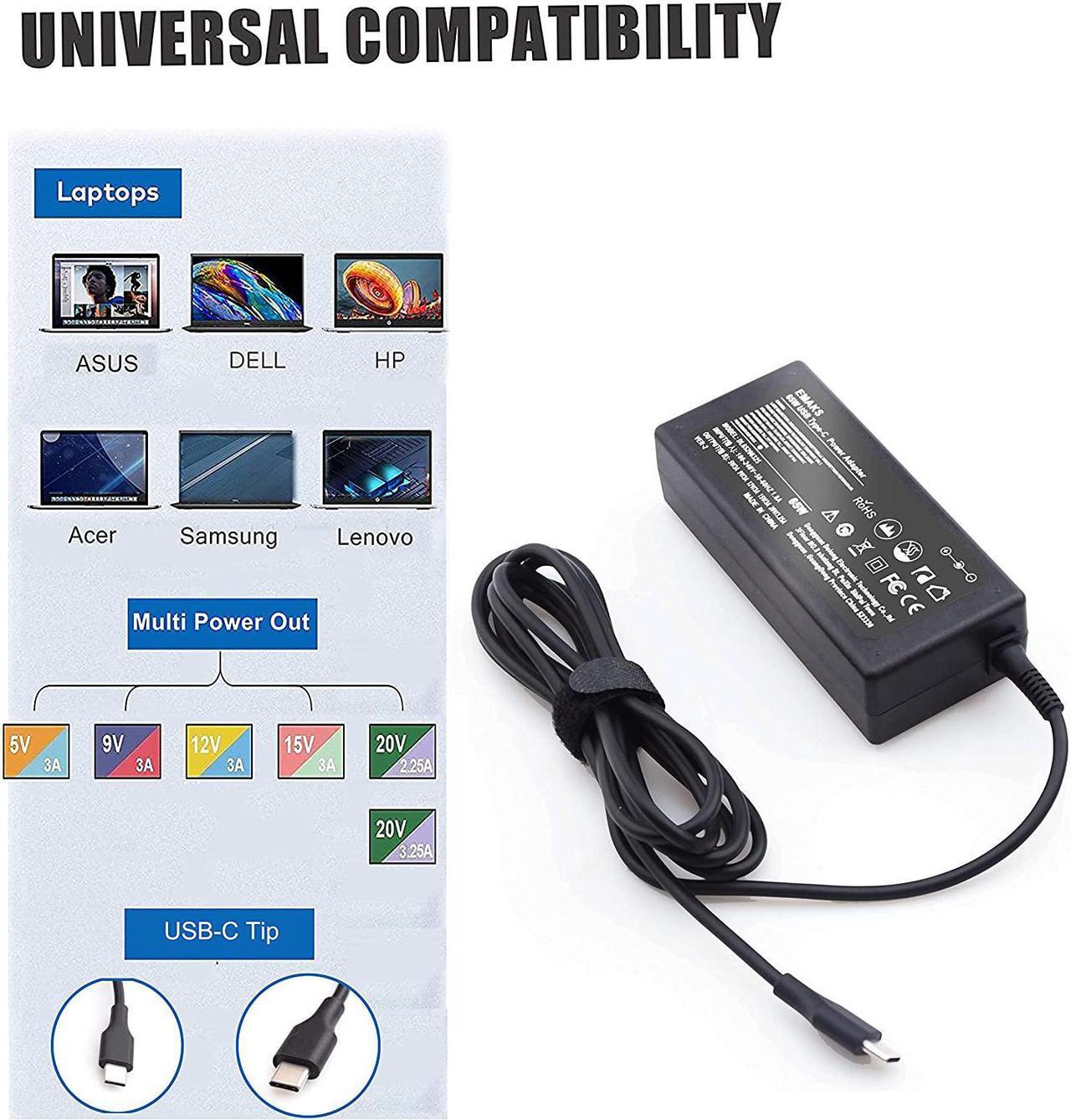 Alt view image 2 of 6 - 45W 65W Type C ?????? ?? ???????????????????? ?????????????? SM45CL SM65CL-01 ?SK90200325 for HP Chromebook X360 Laptop/ Thinkpad/Yoga  Chromebook 3100    Google Power Cord