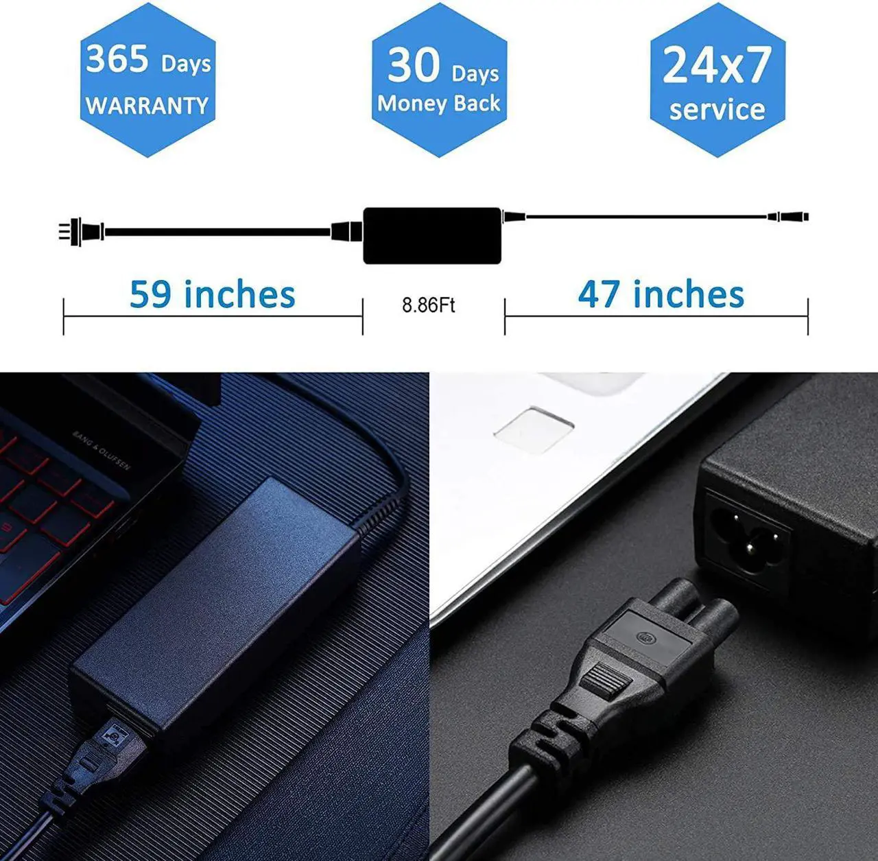 Alt view image 5 of 7 - AC Adapter Charger for Samsung Notebook 9 Pro, NP940X5N-X01US, NP940X3M-K02US. by Galaxy Bang USA
