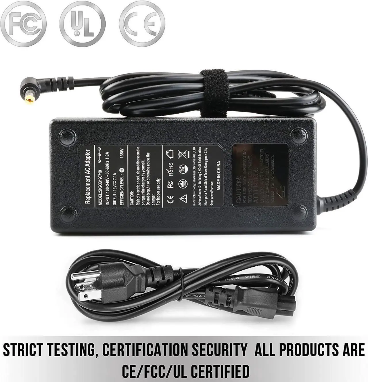 Alt view image 3 of 7 - 135W AC Adapter Charger for Acer Nitro 5 N18C3 AN515-51 AN515-41 AN515-53 AN515-52 AN515-43 AN515-54 AN517-51 N18C4 AN515-55-53AG AN515-44-R99Q AN515-55-52KW
