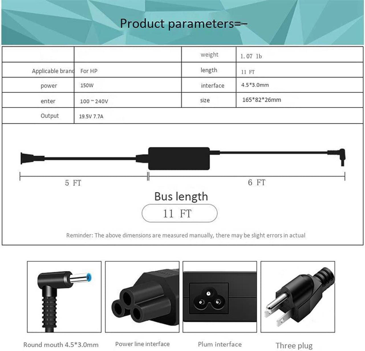 Alt view image 4 of 4 - AC Charger for HP ZBook 15u G3 G4 HP ZBook 15 G3 G4 HP ZBook Studio G3 G4 HP OMEN 15 5000 5100 5200 HP Pavilion 15-bc251nr 15-bc220nr Laptop Power Adapter Supply (SL195334)