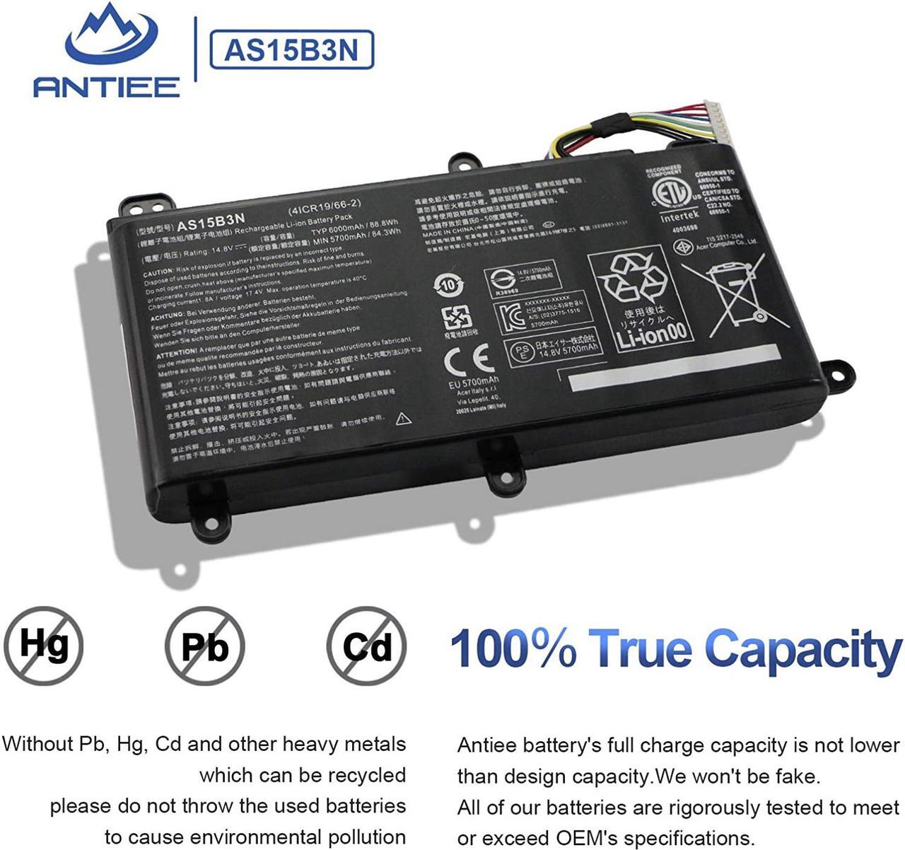 Alt view image 4 of 7 - ANTIEE AS15B3N Laptop Battery for Acer Predator 15 G9-591 G9-591G G9-592 G9-592G G9-593 Predator 17 G5-793 G9-791 G9-791G G9-792 G9-792G G9-793 Predator 17X GX-791 GX-792 21X GX21-71 G9000 4ICR19/66-2