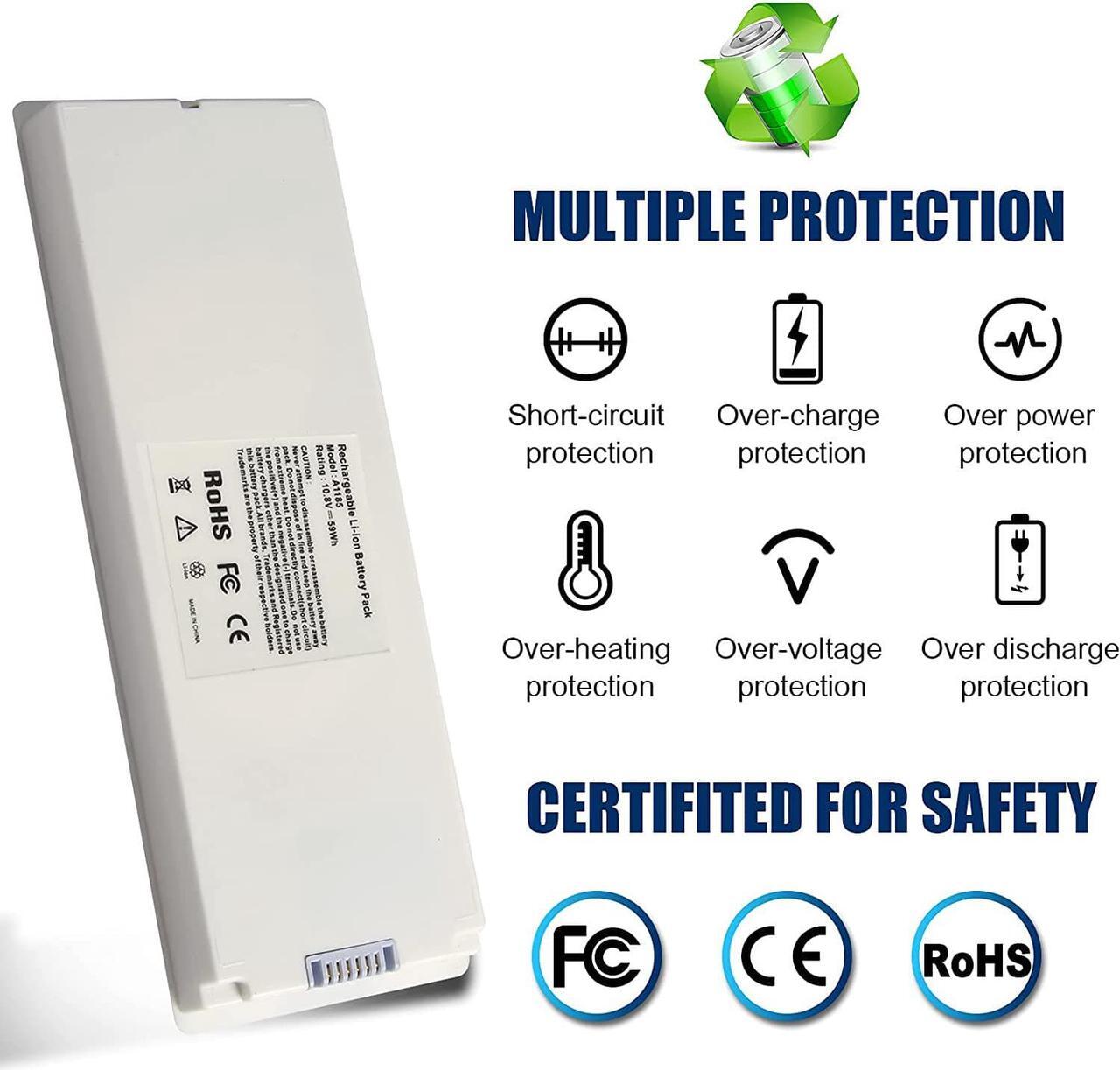 Alt view image 3 of 5 - ARyee 59Wh 10.8V A1185 Battery Laptop Battery Replacement for Apple MacBook 13 A1185 A1181 MA561 MA561FE/A MA561G/A MA561J/A