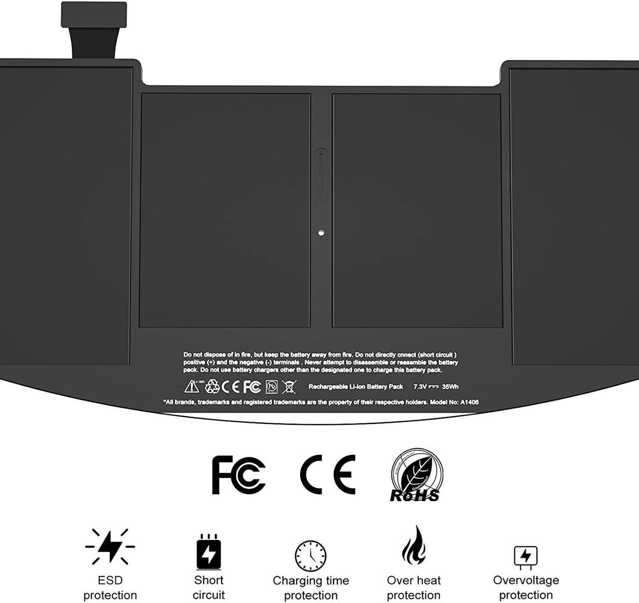 Alt view image 3 of 7 - A1465 Battery, A1406 A1370 A1495 Replacement Battery for Laptop MacBook Air 11 inch (Mid 2011 2012 2013 Early 2014 2015 Version) - High Performation [39Wh/7.6V/5100mAh]