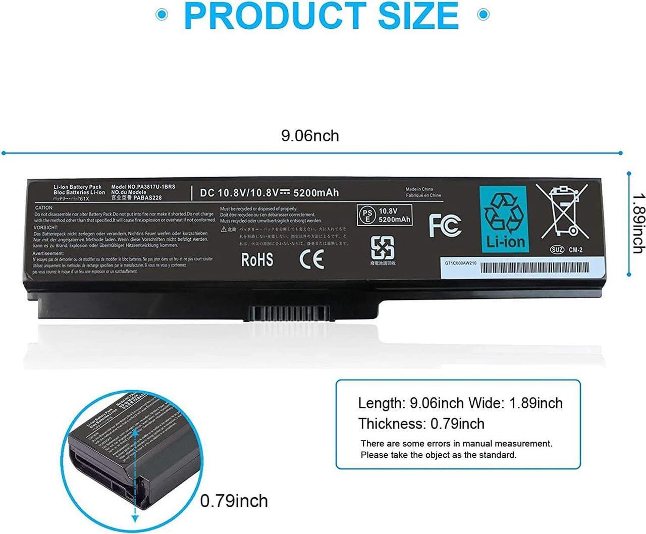 Alt view image 3 of 7 - PA3817U-1BRS Battery 10.8V 48Wh 6-Cell Li-ion Compatible with Toshiba Satellite L755 L655 PABAS228 PA3819U-1BRS C655 C675 C675D L645 L645D L655D L675 L675D L745 L755D P745 P755 P775 M645 A660 A655