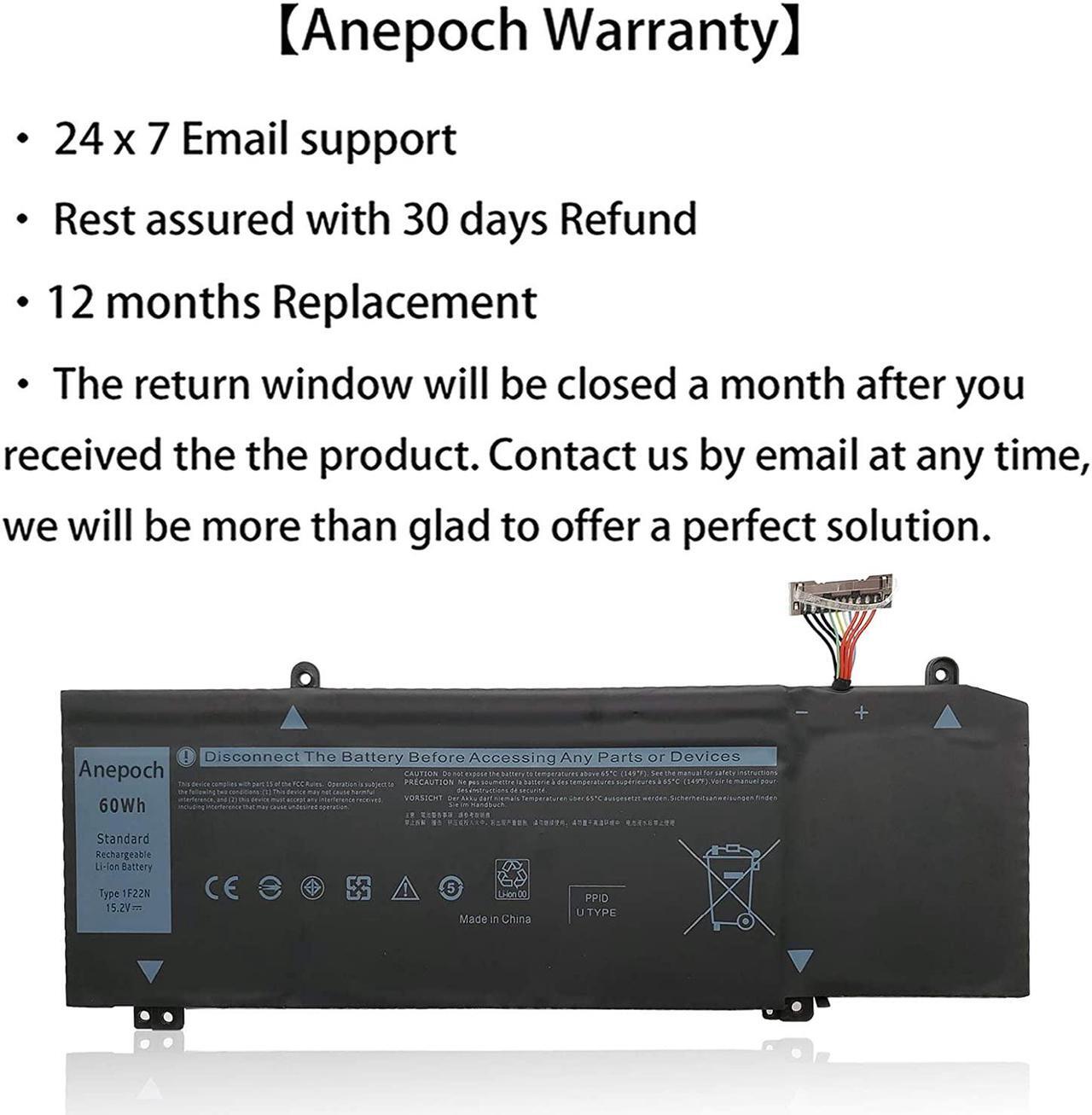 Alt view image 3 of 7 - Anepoch 1F22N Laptop Battery Replacement for Dell Alienware 2018 M15 G5 15 5590 G7 7790 7590 ALW15M-D1735R R2 R1 2019 M17 Series XRGXX HYWXJ 0HYWXJ JJPFK 8622M 15.2V 60Wh 3750mAh