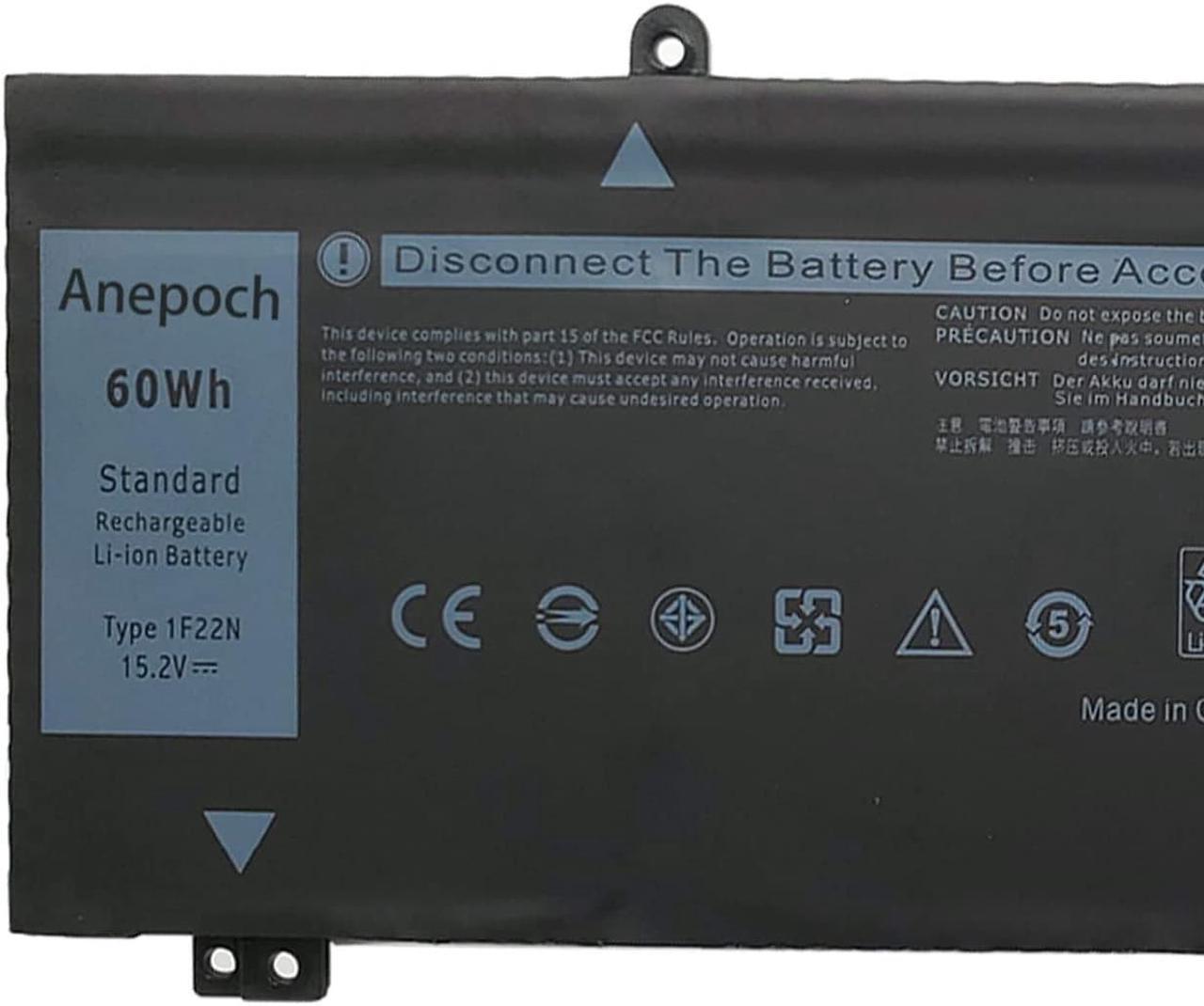Alt view image 7 of 7 - Anepoch 1F22N Laptop Battery Replacement for Dell Alienware 2018 M15 G5 15 5590 G7 7790 7590 ALW15M-D1735R R2 R1 2019 M17 Series XRGXX HYWXJ 0HYWXJ JJPFK 8622M 15.2V 60Wh 3750mAh