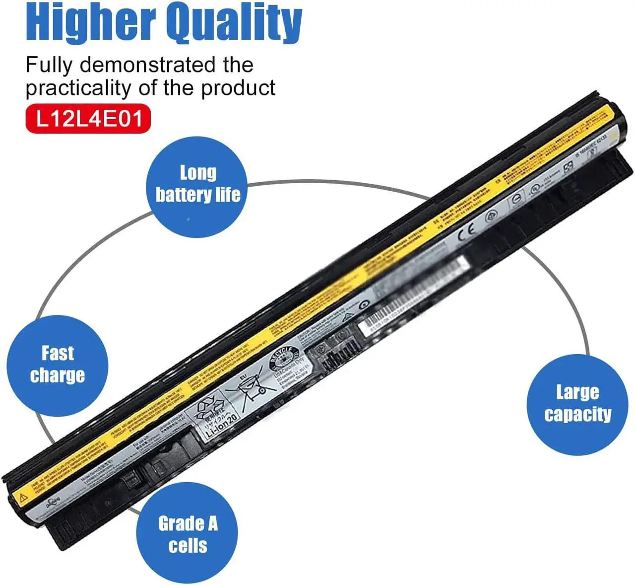 Alt view image 3 of 5 - Dentsing L12L4E01 L12S4E01 14.4V 41Wh 2900mAh Laptop Battery for Lenovo G400S G405S G410S G500S G505S G510S L12M4E01
