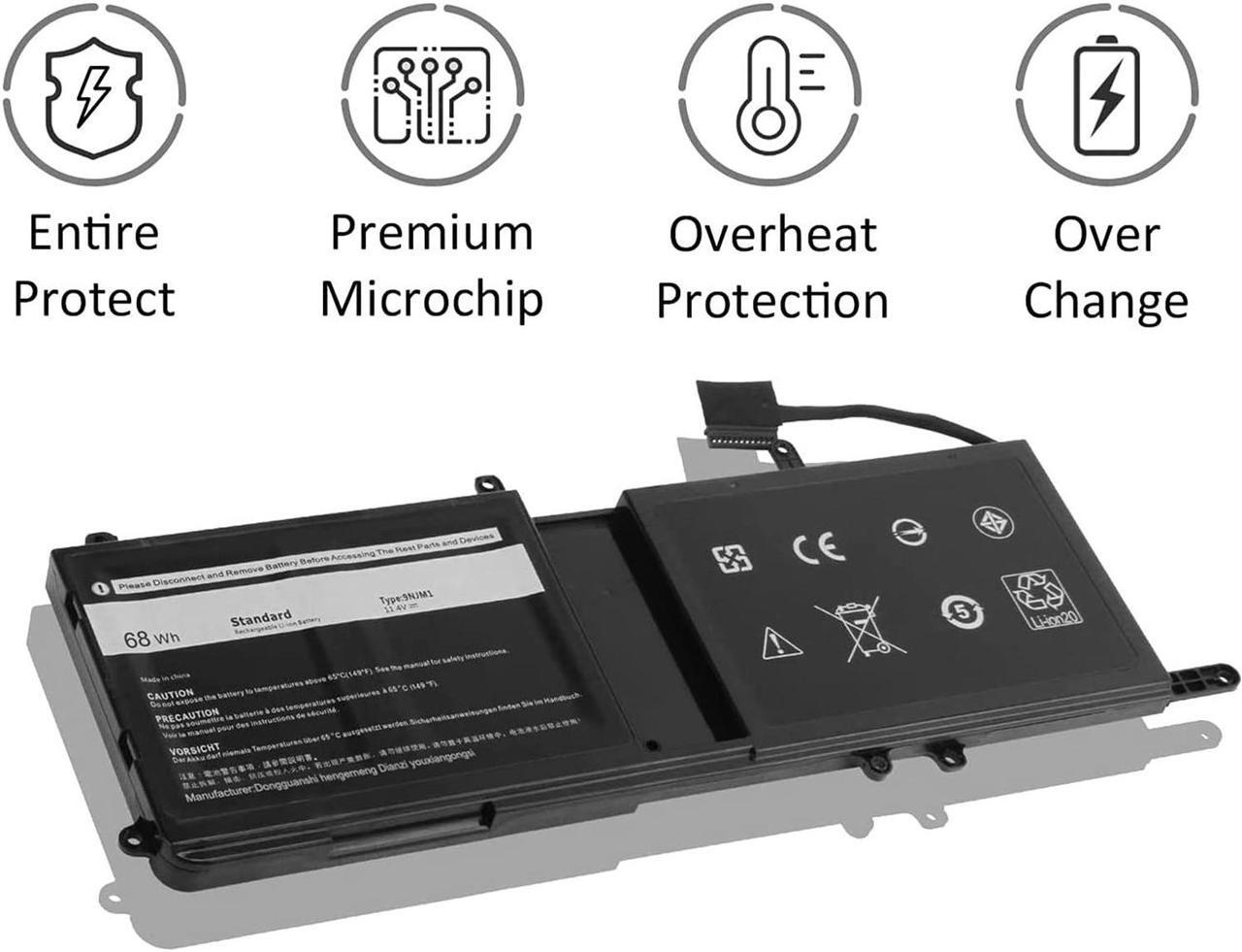 Alt view image 3 of 5 - 9NJM1 0546FF 0HF250 44T2R HF250 MG2YH 0MG2YH 546FF Laptop Battery Replacement for Dell Alienware 15 R3 R4 17 R4 R5 Series (15.2V 68Wh)