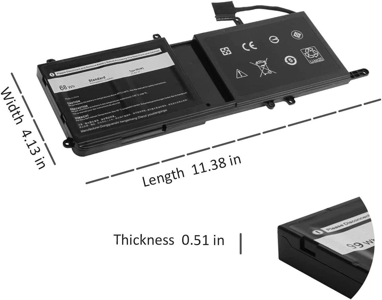 Alt view image 4 of 5 - 9NJM1 0546FF 0HF250 44T2R HF250 MG2YH 0MG2YH 546FF Laptop Battery Replacement for Dell Alienware 15 R3 R4 17 R4 R5 Series (15.2V 68Wh)