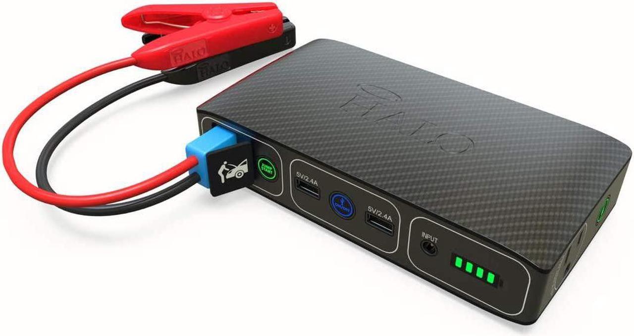 Main image of HALO Bolt 58830 mWh Portable Phone Laptop Charger Car Jump Starter with AC Outlet and Car Charger - Black Graphite