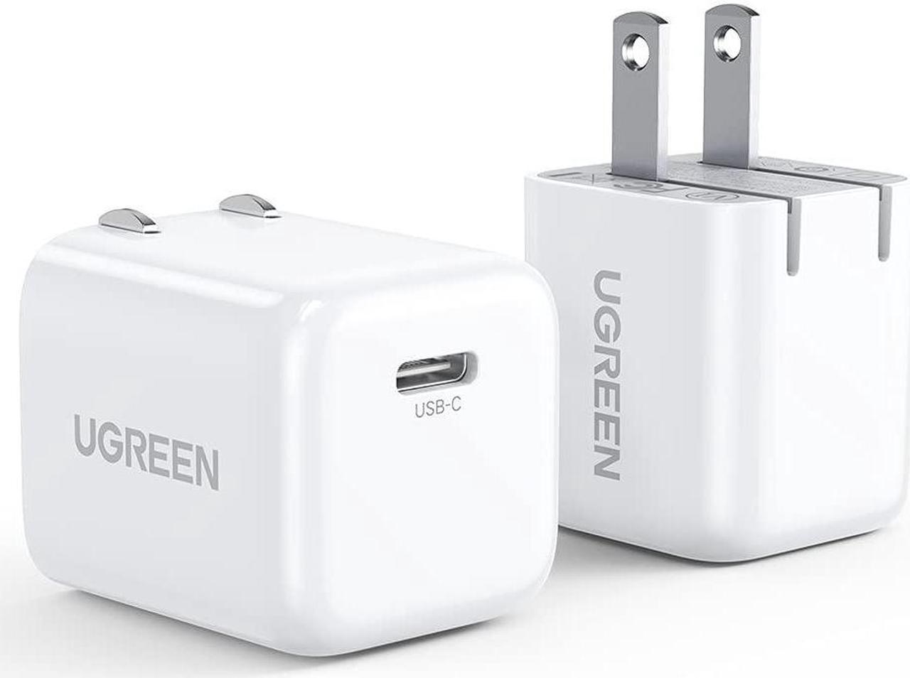 UGREEN 20W USB C Fast Charger - 2 Pack PD 3.0 Wall Charger USB-C Power Adapter Foldable Plug Compatbile for iPhone 13/13 Mini/13 Pro/13 Pro Max/12/11/XR, Galaxy, Pixel 4/3, iPad Mini/Pro, Airpods Pro