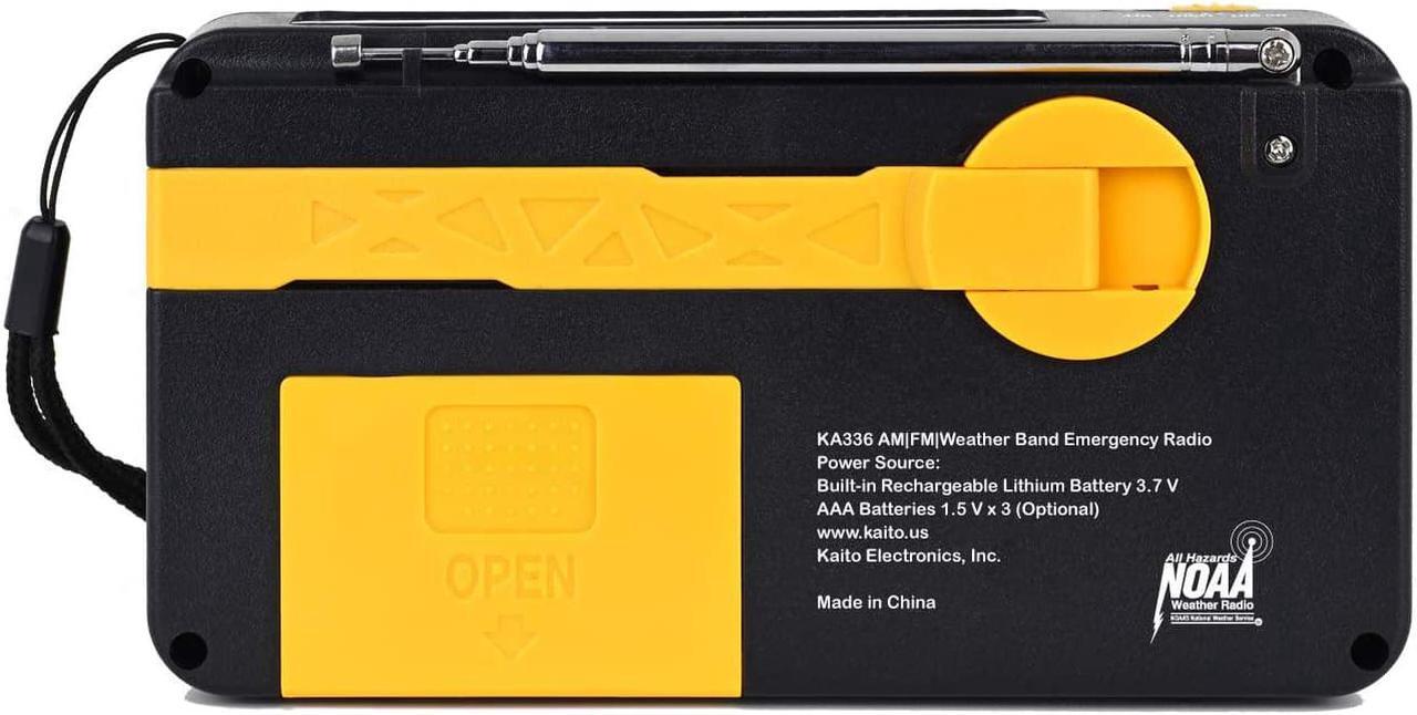Alt view image 4 of 6 - Kaito Voyager ECO Emergency Radio KA336 AM/FM NOAA Weather Alert 5-Way Powered Solar Crank Radio Receiver with LED Flashlight and USB Mobile Phone Charger