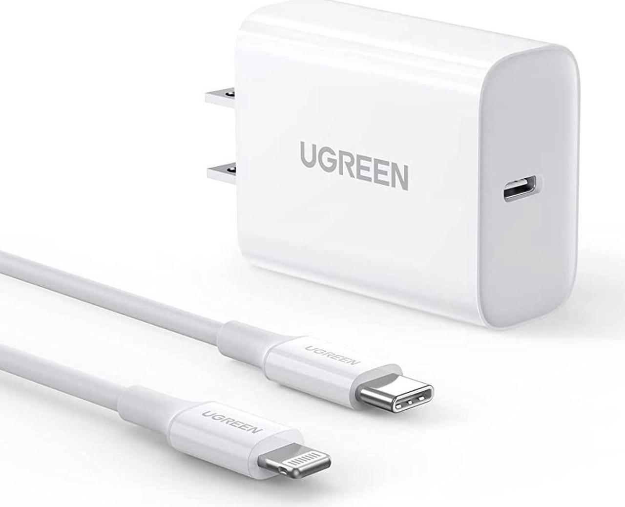 UGREEN 18W USB C PD Fast Charger with USB C to Lightning Cable MFi Certified iPhone Charging Cable 3FT Compatible for iPhone 13/13 Mini/13 Pro/13 Pro Max/12, iPad, AirPods Pro, Galaxy S20/Note20