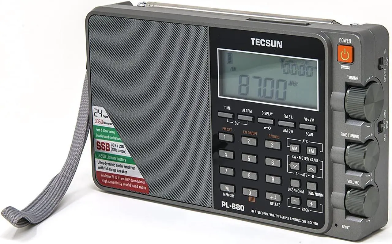 Alt view image 4 of 10 - tecsun pl880 portable digital pll dual conversion am/fm, longwave & shortwave radio with ssb single side band reception, color silver