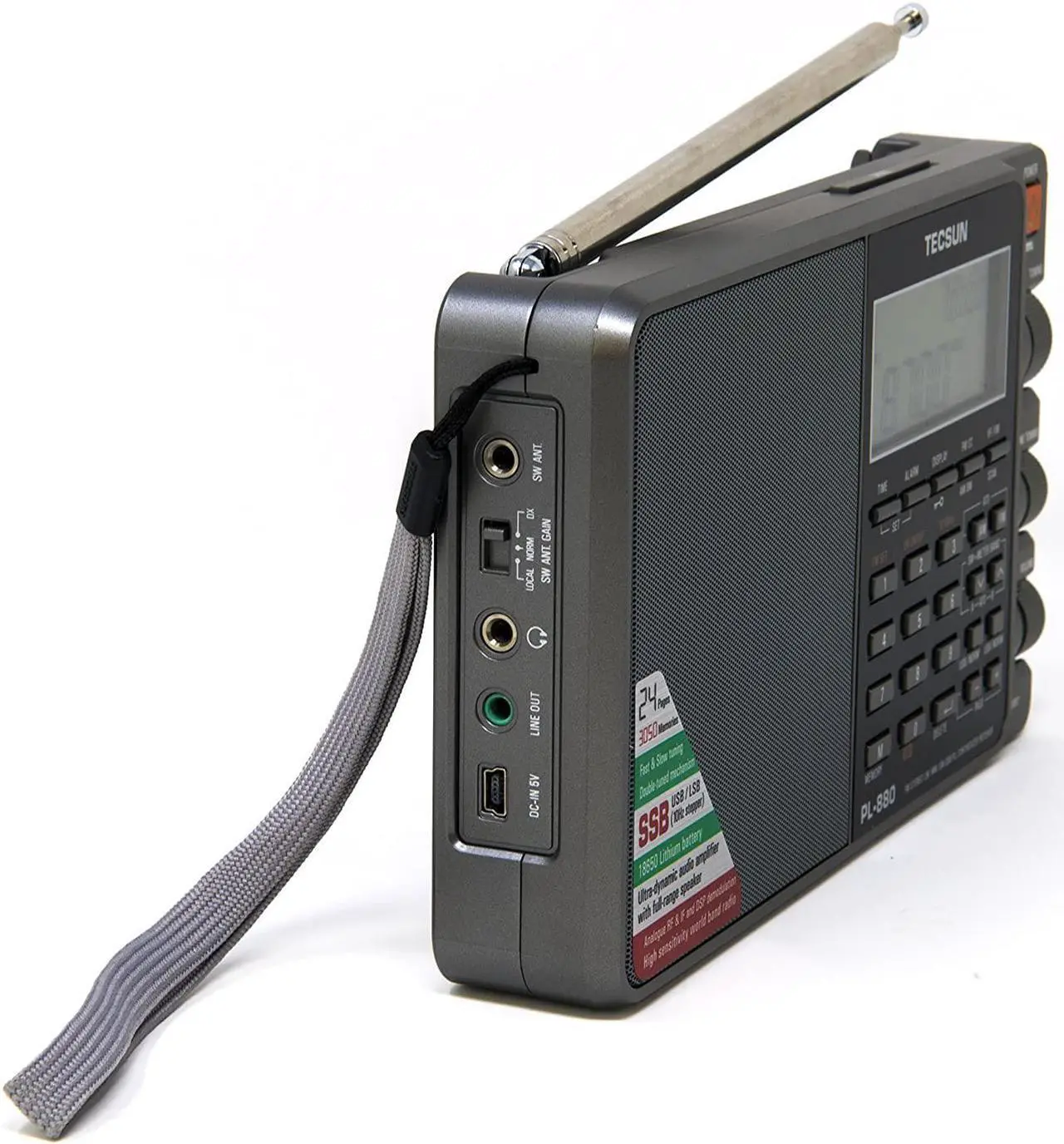 Alt view image 5 of 10 - tecsun pl880 portable digital pll dual conversion am/fm, longwave & shortwave radio with ssb single side band reception, color silver