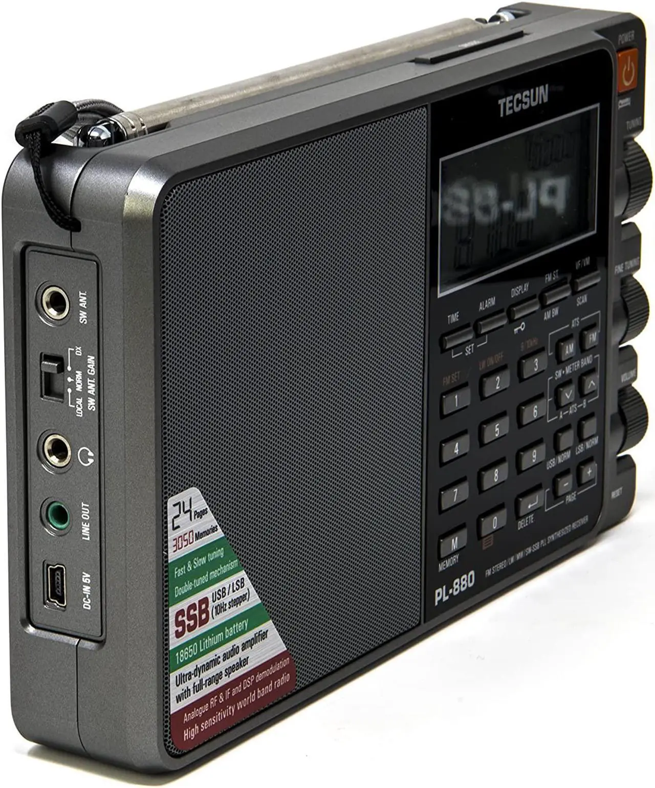 Alt view image 8 of 10 - tecsun pl880 portable digital pll dual conversion am/fm, longwave & shortwave radio with ssb single side band reception, color silver