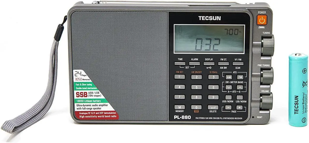 Alt view image 9 of 10 - tecsun pl880 portable digital pll dual conversion am/fm, longwave & shortwave radio with ssb single side band reception, color silver