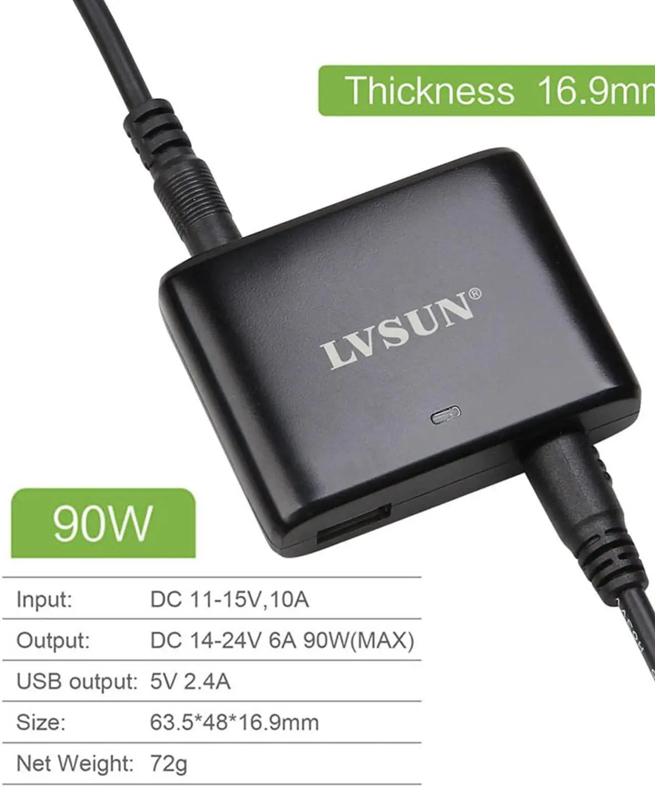 Alt view image 2 of 7 - Universal Laptop Car Charger 90w Power Adapter Cigarette Lighter Power Supply with USB Port 5v 2.4a Compatible for  Hp compaq IBM Gateway Toshiba   Ultrabook and More