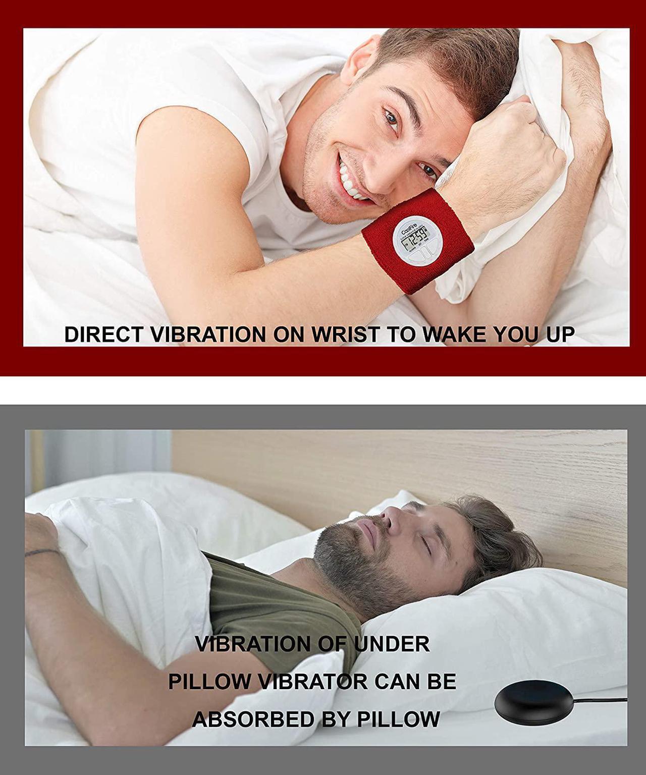 Alt view image 2 of 6 - Vibrating Alarm Clock - Silent Alarm Wristband Vibrating Alarm Watch. Silent Wrist Shock Alarm Clock. Vibration Alarm Bracelet, Alarm Clock for Sleepers & Smart Alarm Clock USB (Black)