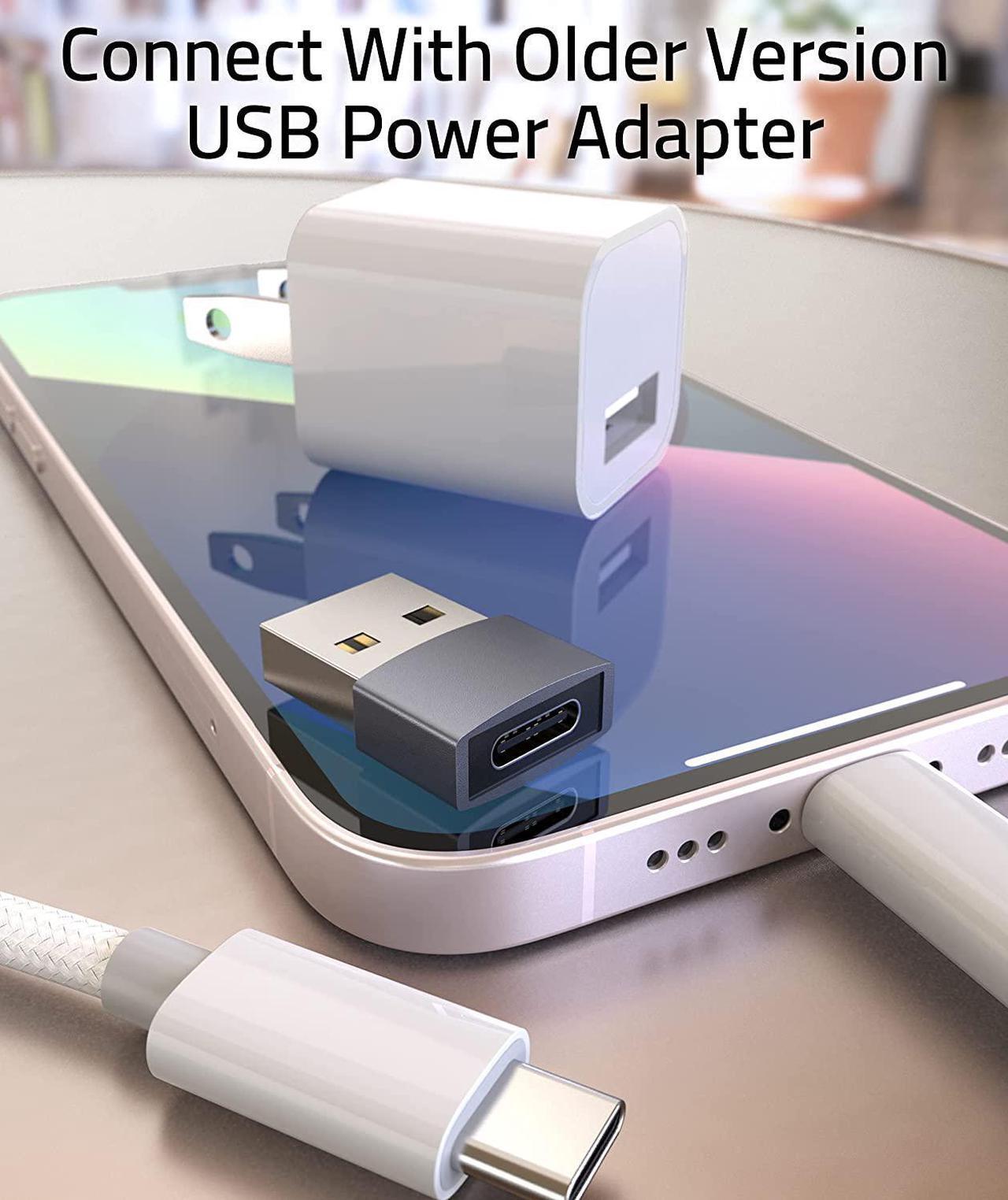 Alt view image 4 of 7 - USB C Female to USB Male Adapter Pack of 3 [Travel Must Haves Aluminum] USB C to USB Adapter Type C Charger Cable Power Converter Compatible with iPhone 14 Apple Watch AirPods CarPlay etc.